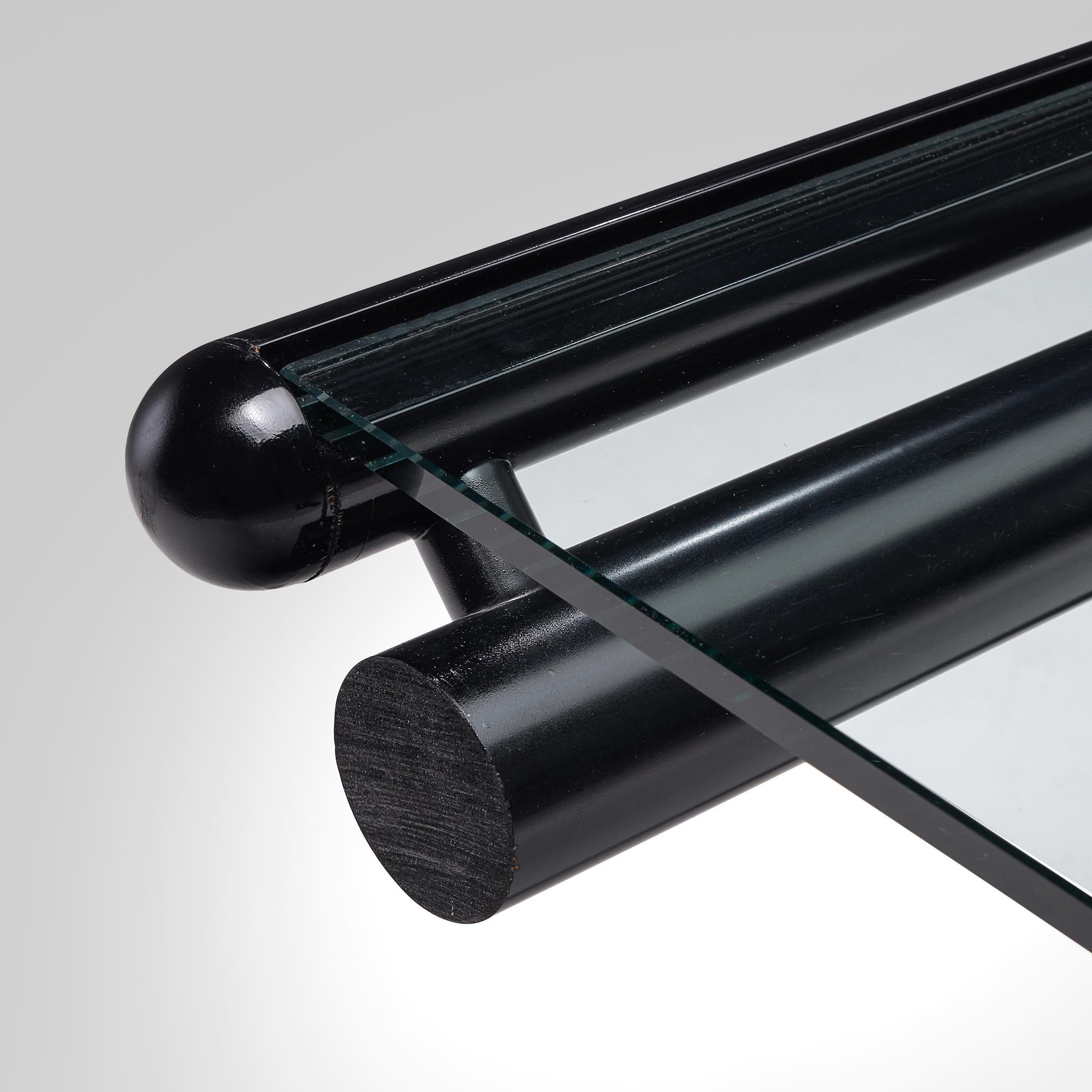 Cassina Dining Table 'Capri' in Black Metal and Glass tables Morentz