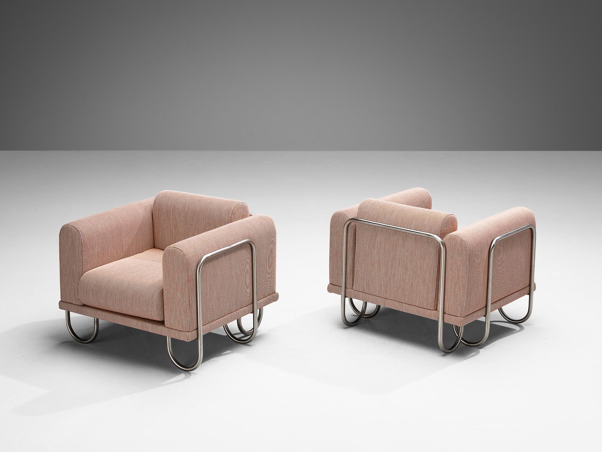Byron Botker for Landes Lounge Chairs with Tubular Frames in Light Pink seating Morentz