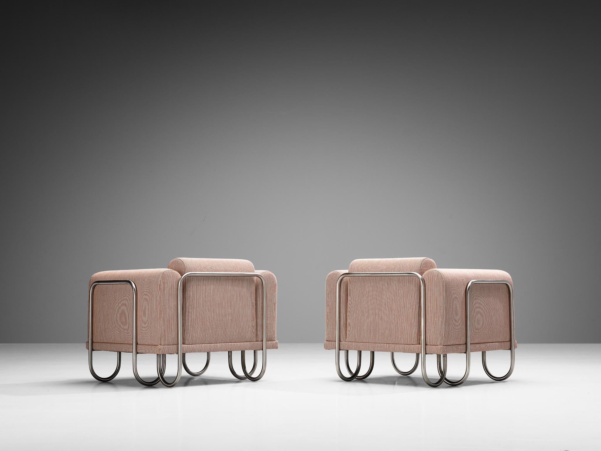 Byron Botker for Landes Lounge Chairs with Tubular Frames in Light Pink seating Morentz