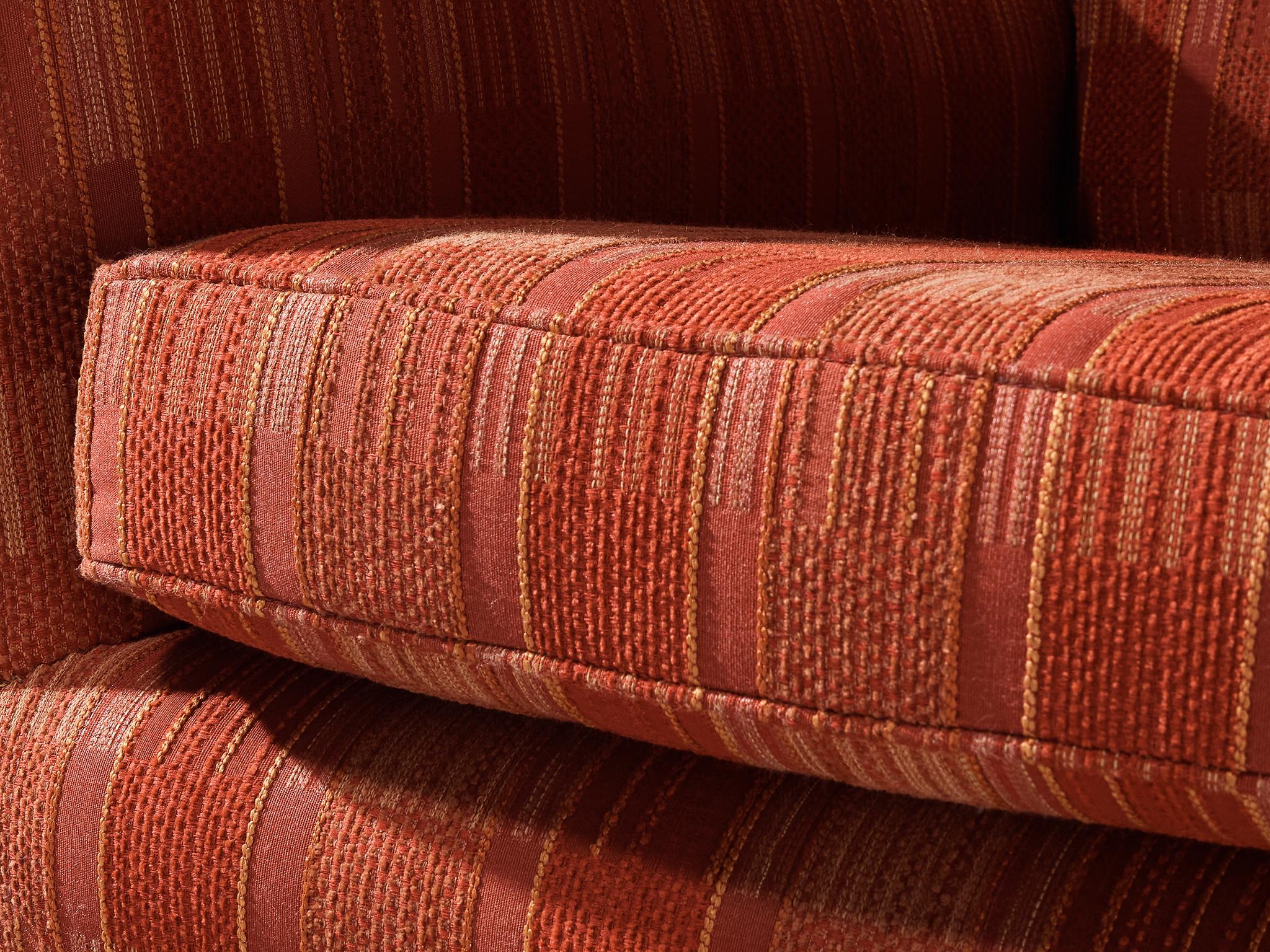 Italian Large Wingback Chair in Red Checkered Upholstery seating Morentz