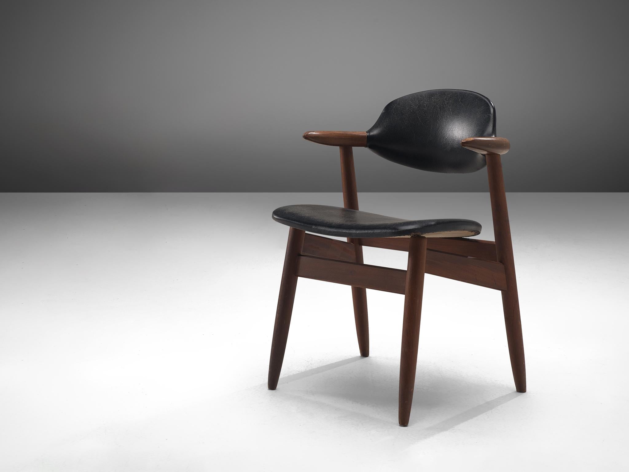 ‘Bullhorn’ Armchair in Teak and Black Upholstery seating Morentz