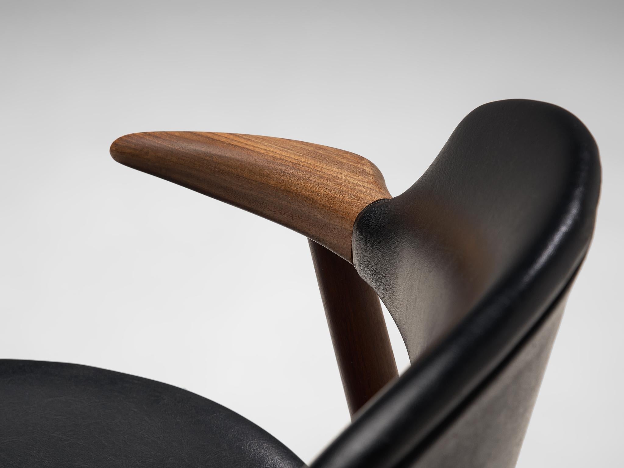 ‘Bullhorn’ Armchair in Teak and Black Upholstery seating Morentz