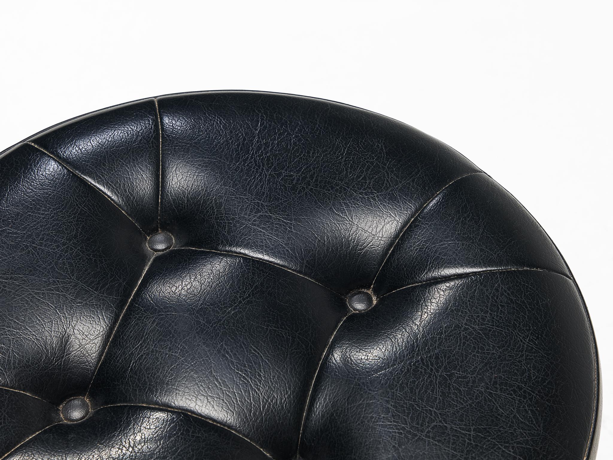 Danish Stool in Teak and Black Upholstery seating Morentz