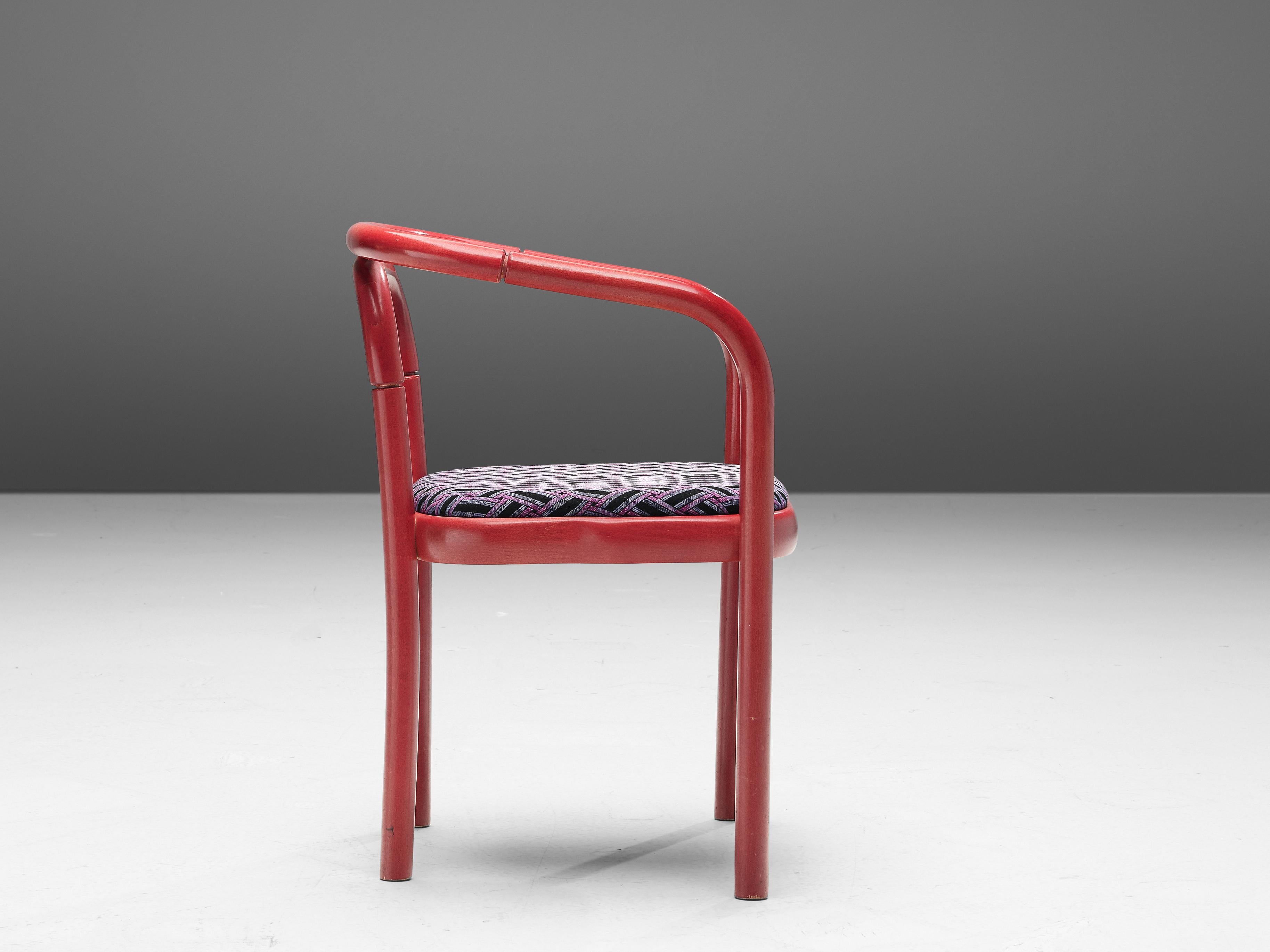 Antonin Suman for TON Dining Chairs with Red Wooden Frames seating Morentz