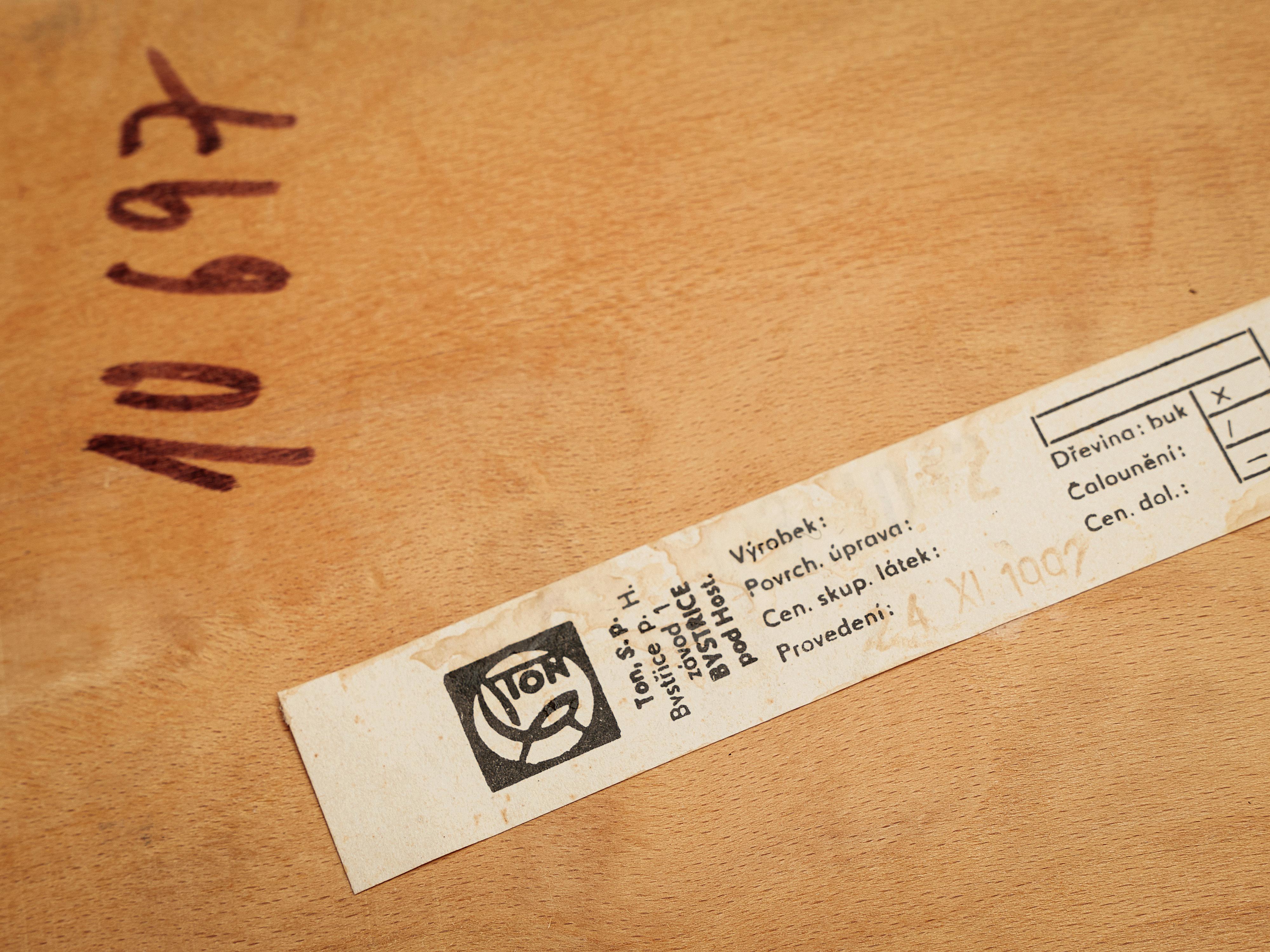 Antonin Suman for TON Dining Chairs with Red Wooden Frames seating Morentz