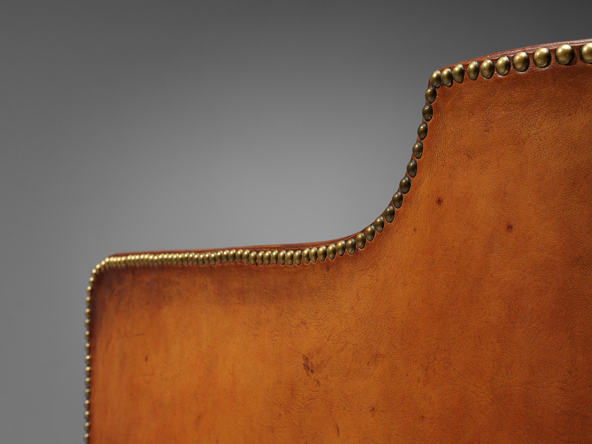 Unique Jacob Kjaer Sofa in Original Niger Leather and Mahogany seating Morentz