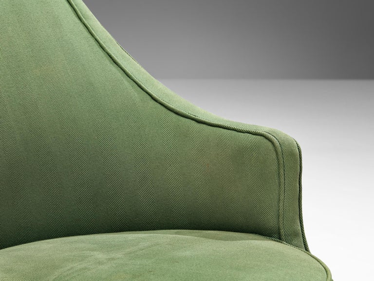 Italian Pair of Lounge Chairs with Soft Green Upholstery