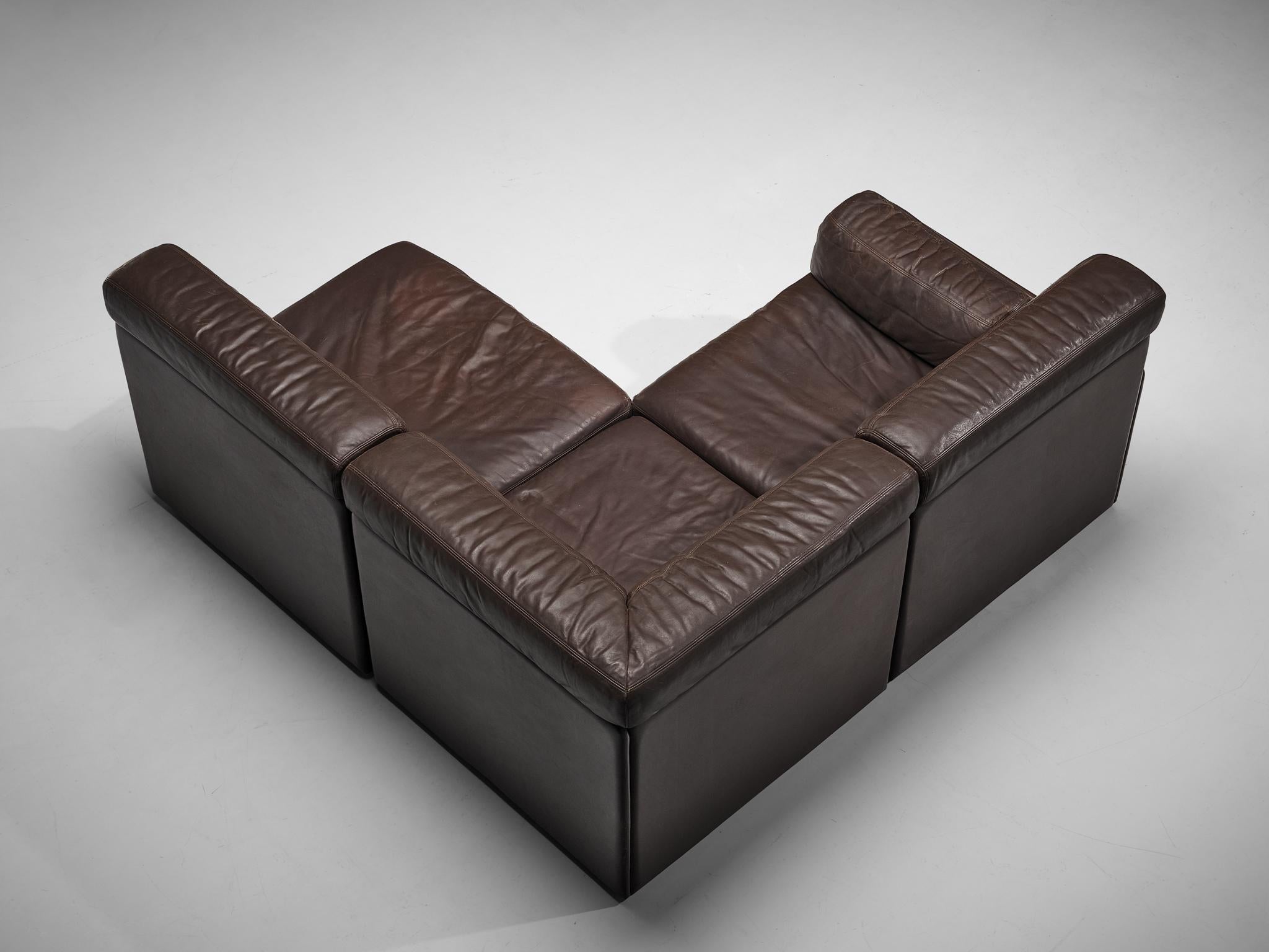 De Sede Sectional Sofa ‘DS-76’ in Dark Brown Leather