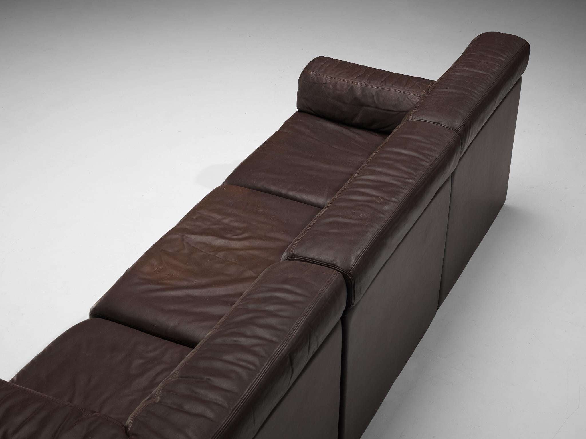 De Sede Sectional Sofa ‘DS-76’ in Dark Brown Leather