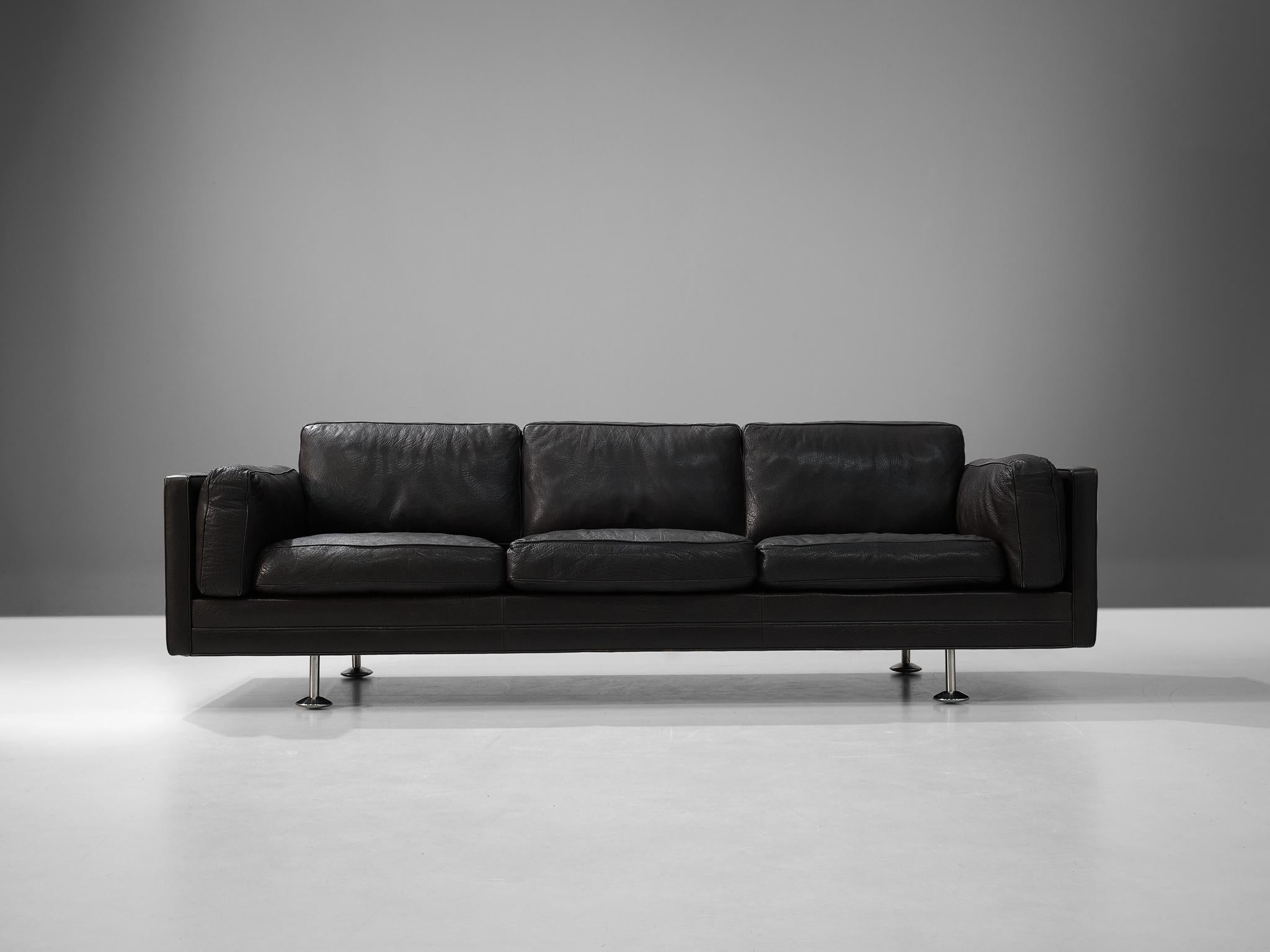 Illum Wikkelsø Cubic Sofa in Black Leather seating Morentz