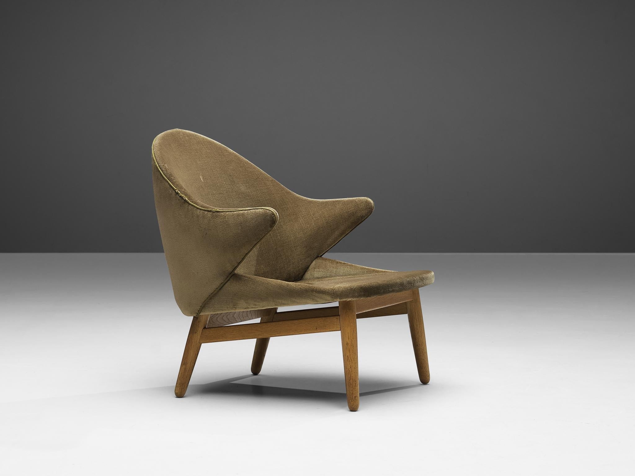 Hans Olson for Jørgen Jørgensen Lounge Chair in Oak and Khaki Upholstery seating Morentz