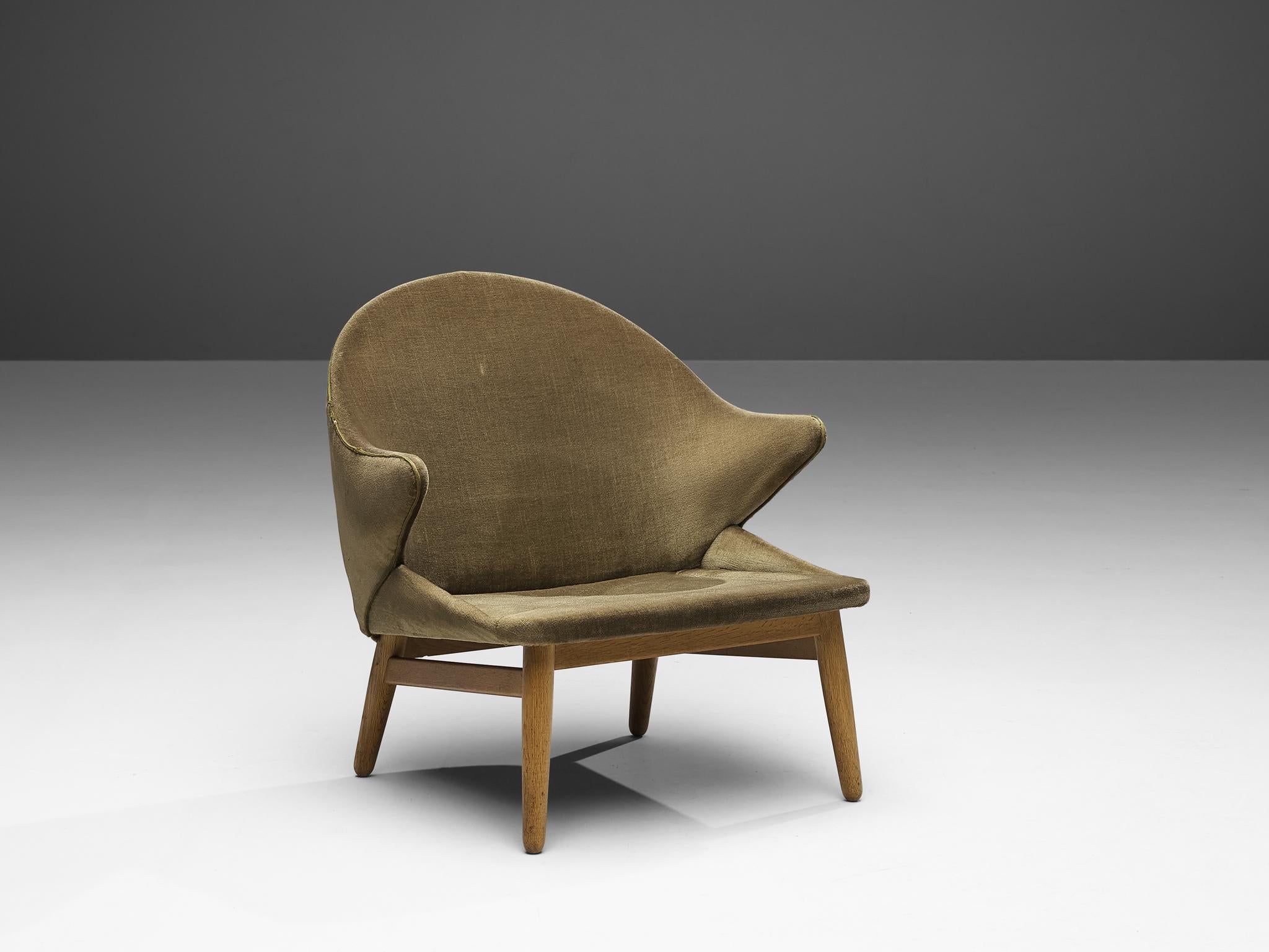 Hans Olson for Jørgen Jørgensen Lounge Chair in Oak and Khaki Upholstery seating Morentz