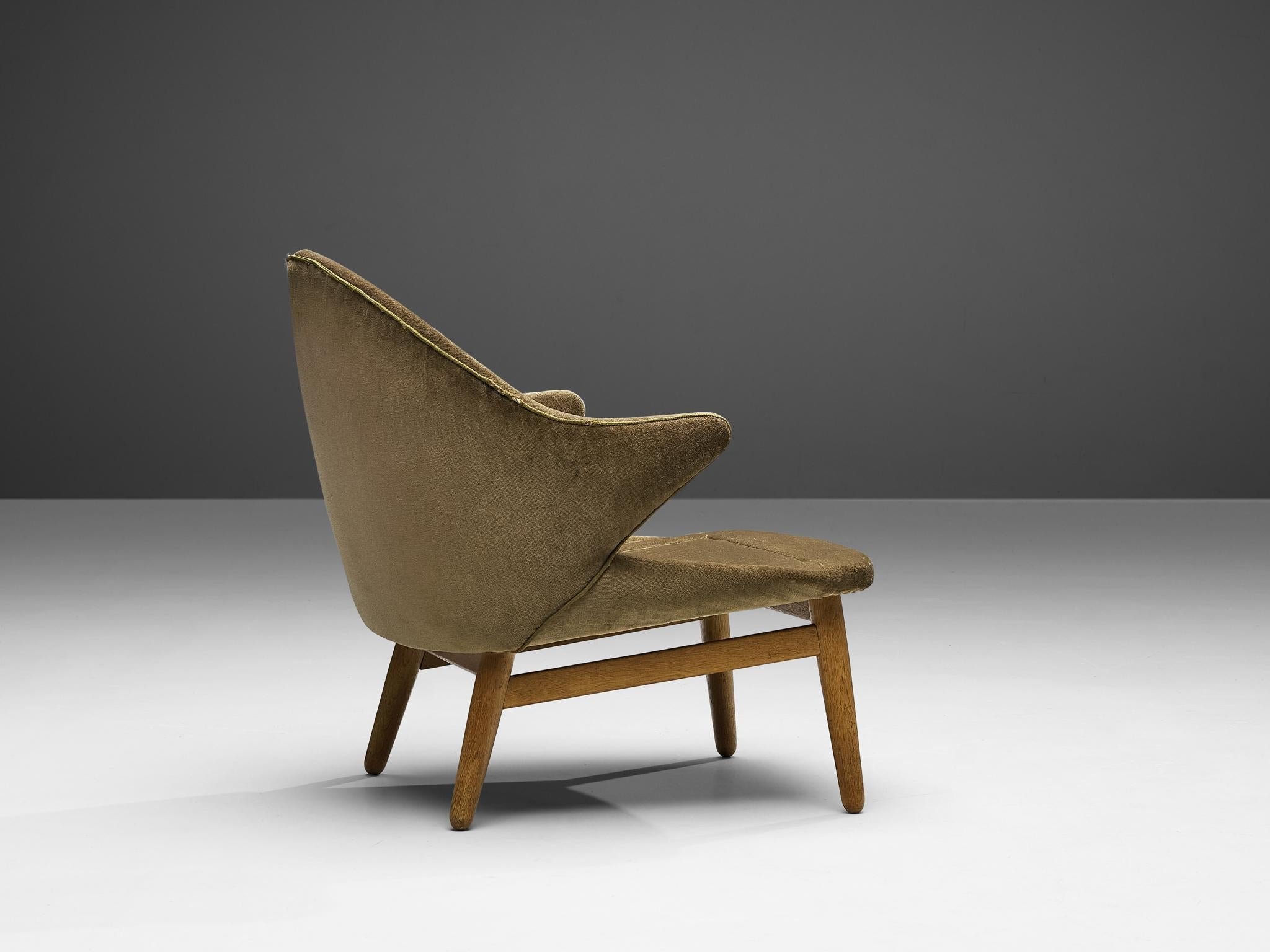 Hans Olson for Jørgen Jørgensen Lounge Chair in Oak and Khaki Upholstery seating Morentz