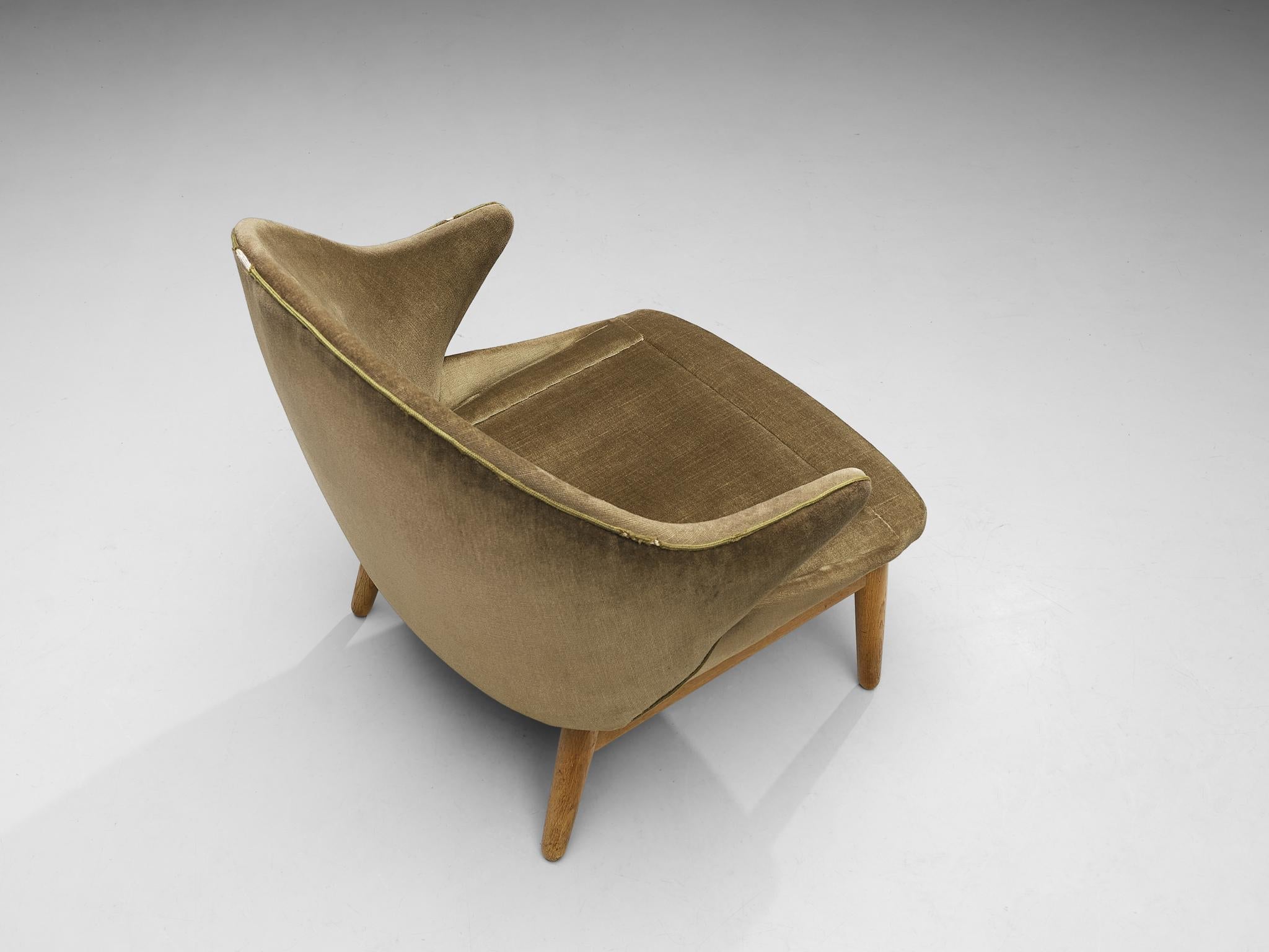 Hans Olson for Jørgen Jørgensen Lounge Chair in Oak and Khaki Upholstery seating Morentz