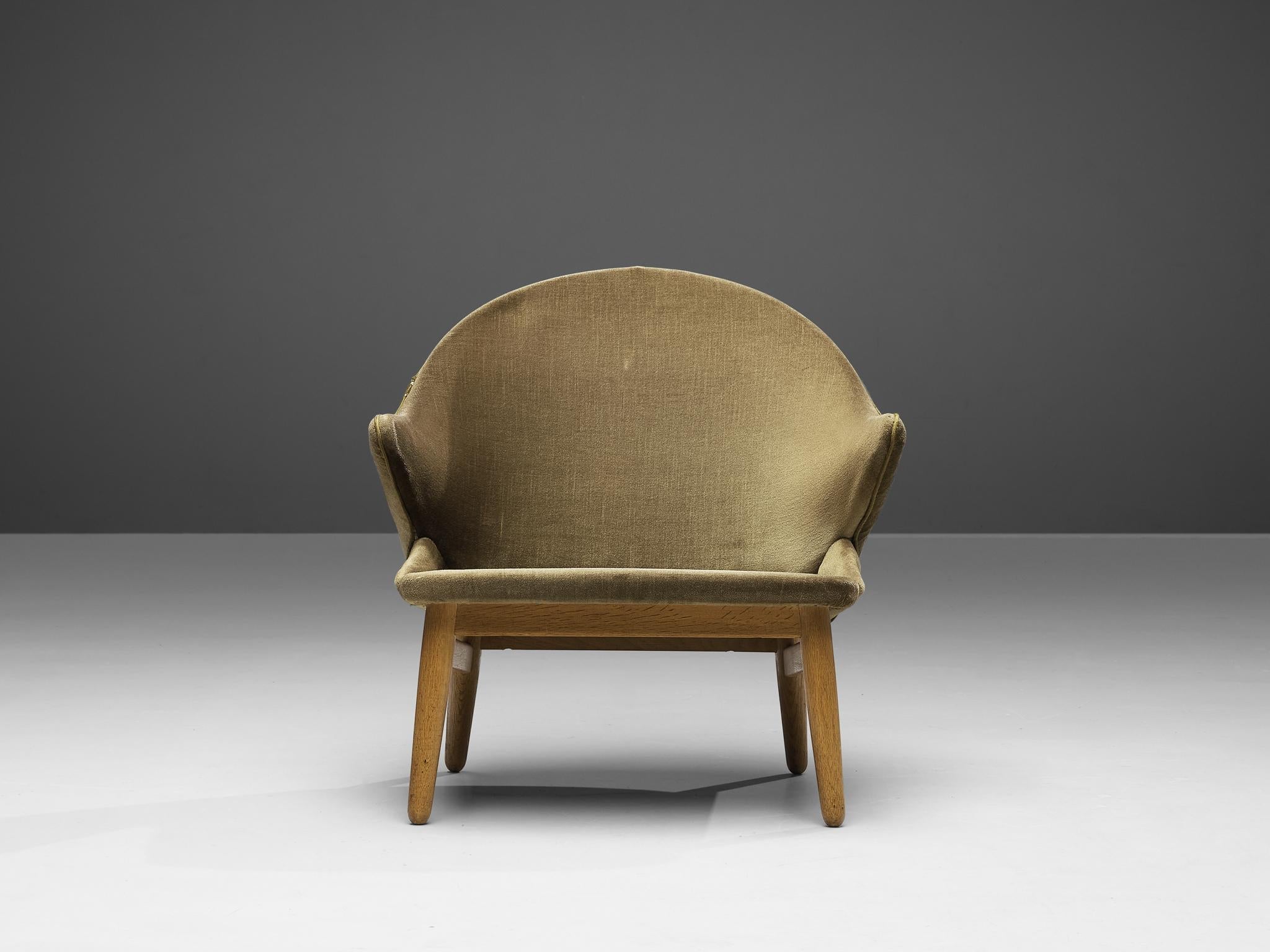 Hans Olson for Jørgen Jørgensen Lounge Chair in Oak and Khaki Upholstery seating Morentz
