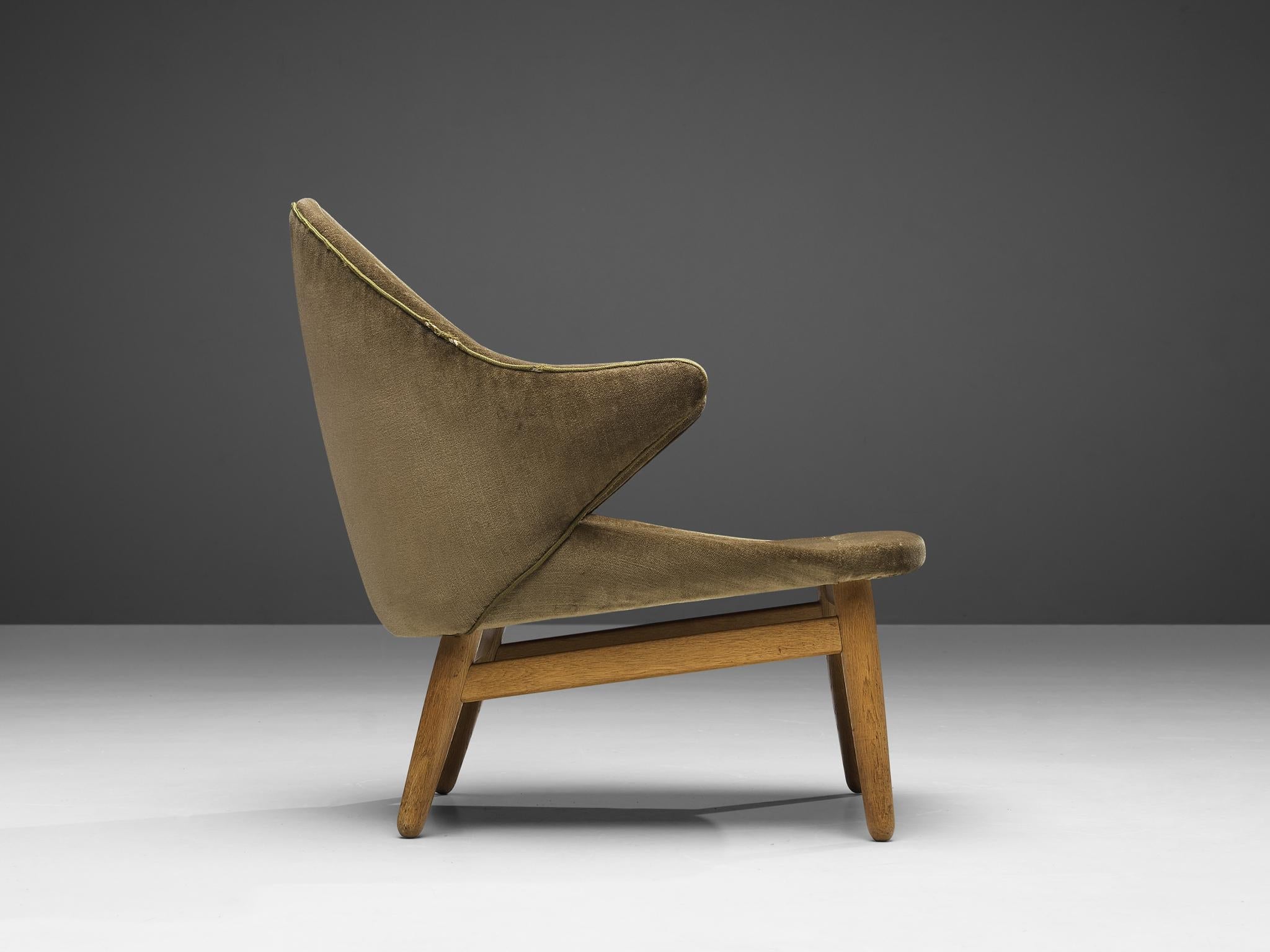 Hans Olson for Jørgen Jørgensen Lounge Chair in Oak and Khaki Upholstery seating Morentz