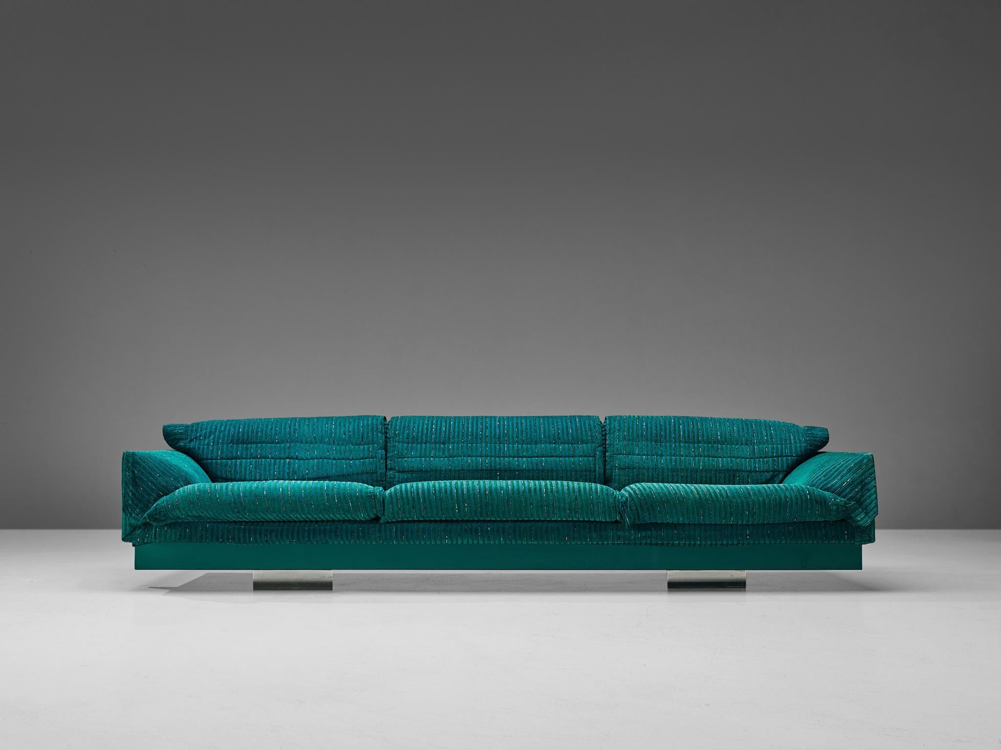 Saporiti Large Sofa in Structured Turquoise Upholstery seating Morentz