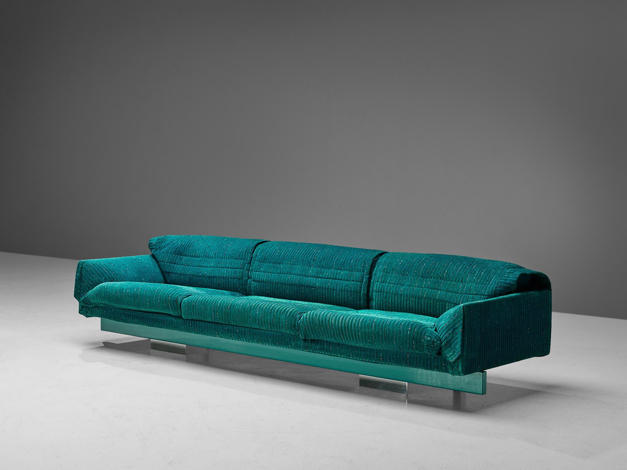 Saporiti Large Sofa in Structured Turquoise Upholstery seating Morentz