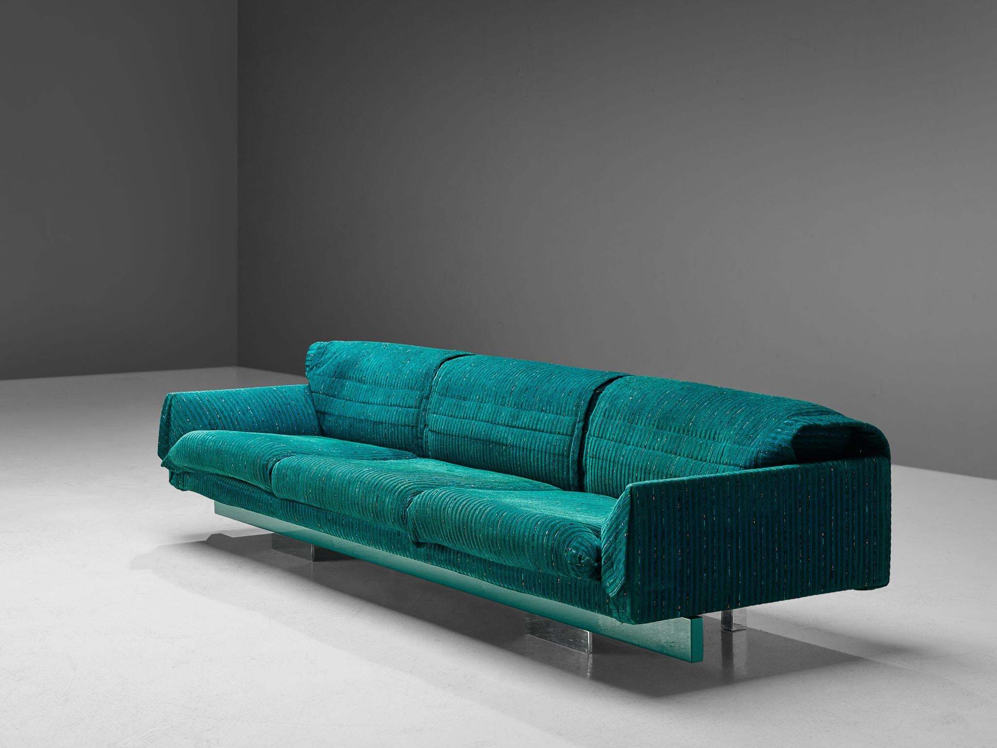 Saporiti Large Sofa in Structured Turquoise Upholstery seating Morentz