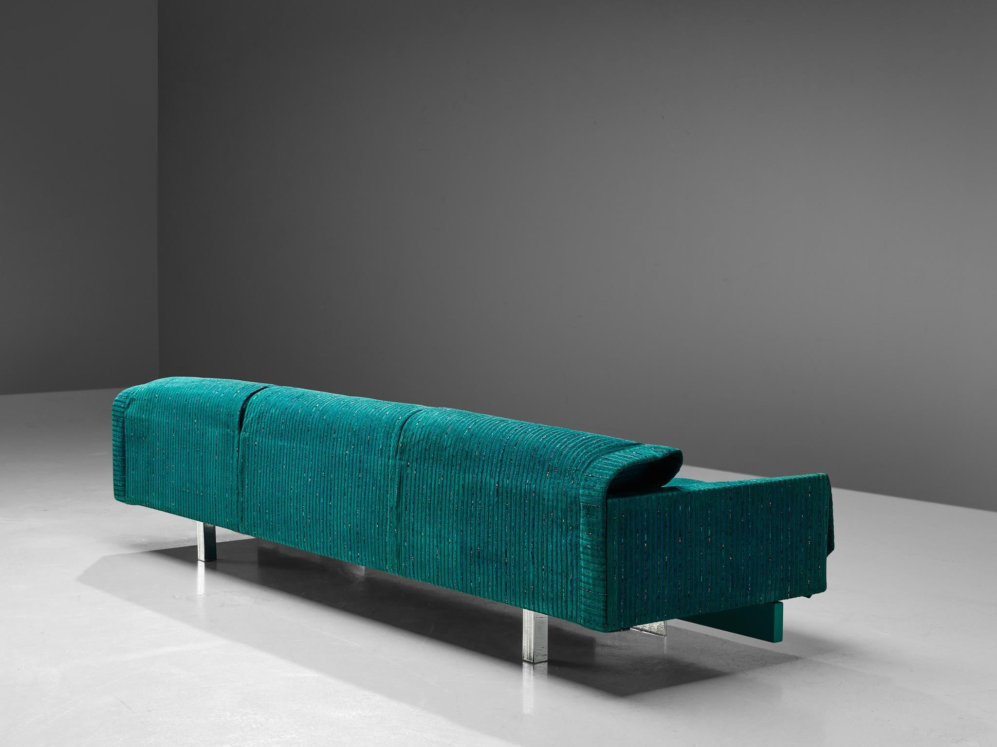 Saporiti Large Sofa in Structured Turquoise Upholstery seating Morentz
