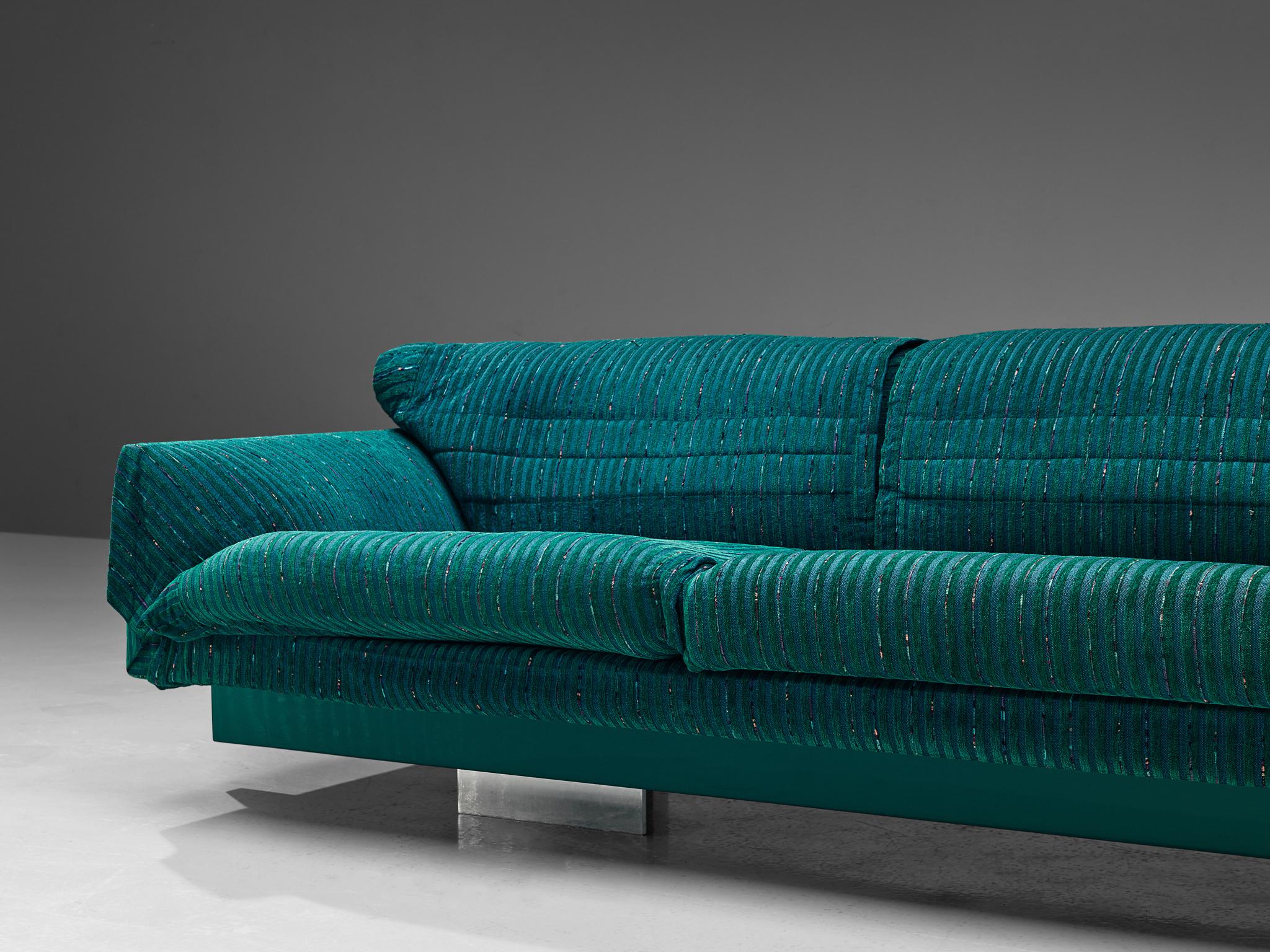 Saporiti Large Sofa in Structured Turquoise Upholstery seating Morentz
