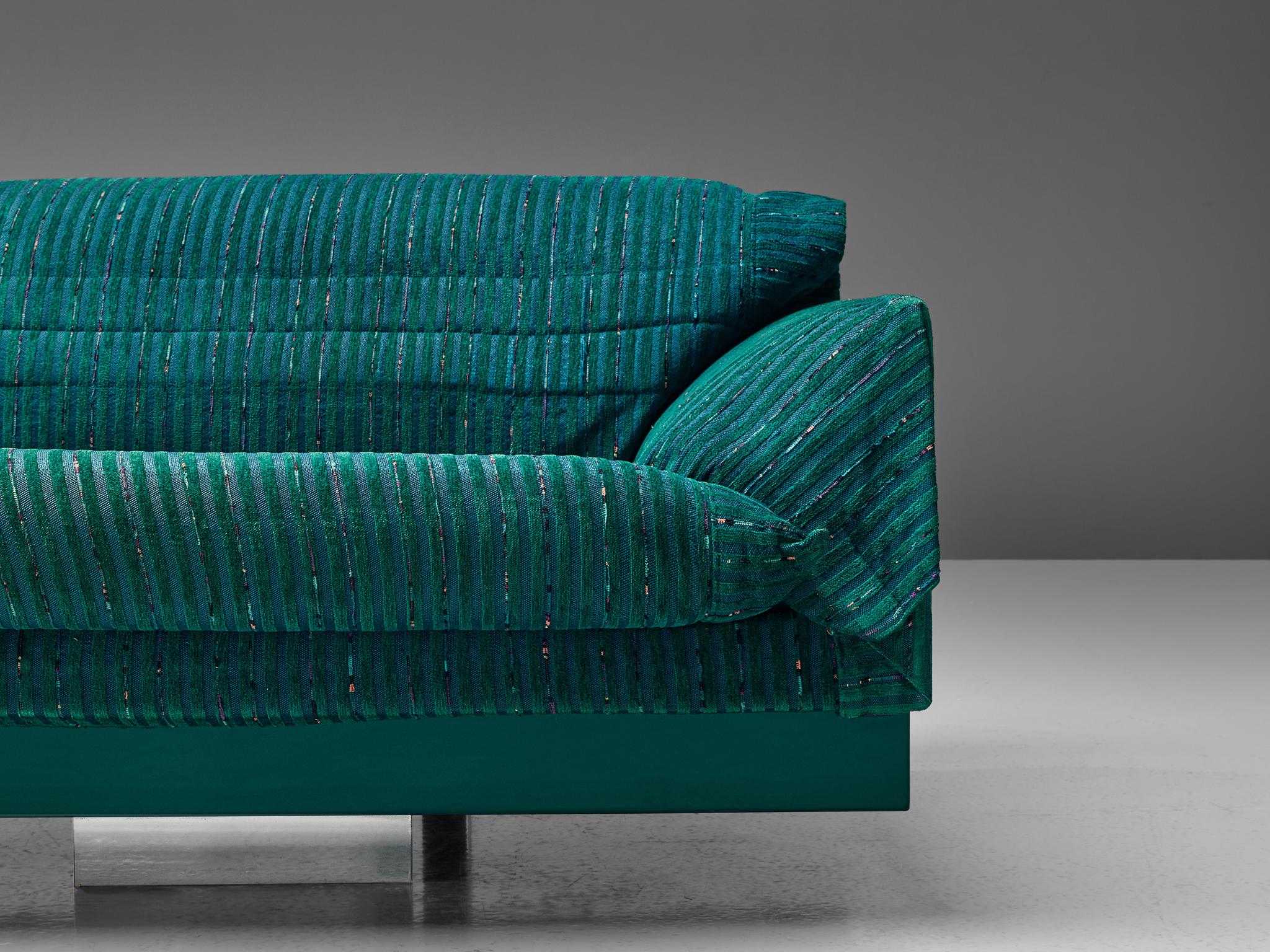 Saporiti Large Sofa in Structured Turquoise Upholstery seating Morentz