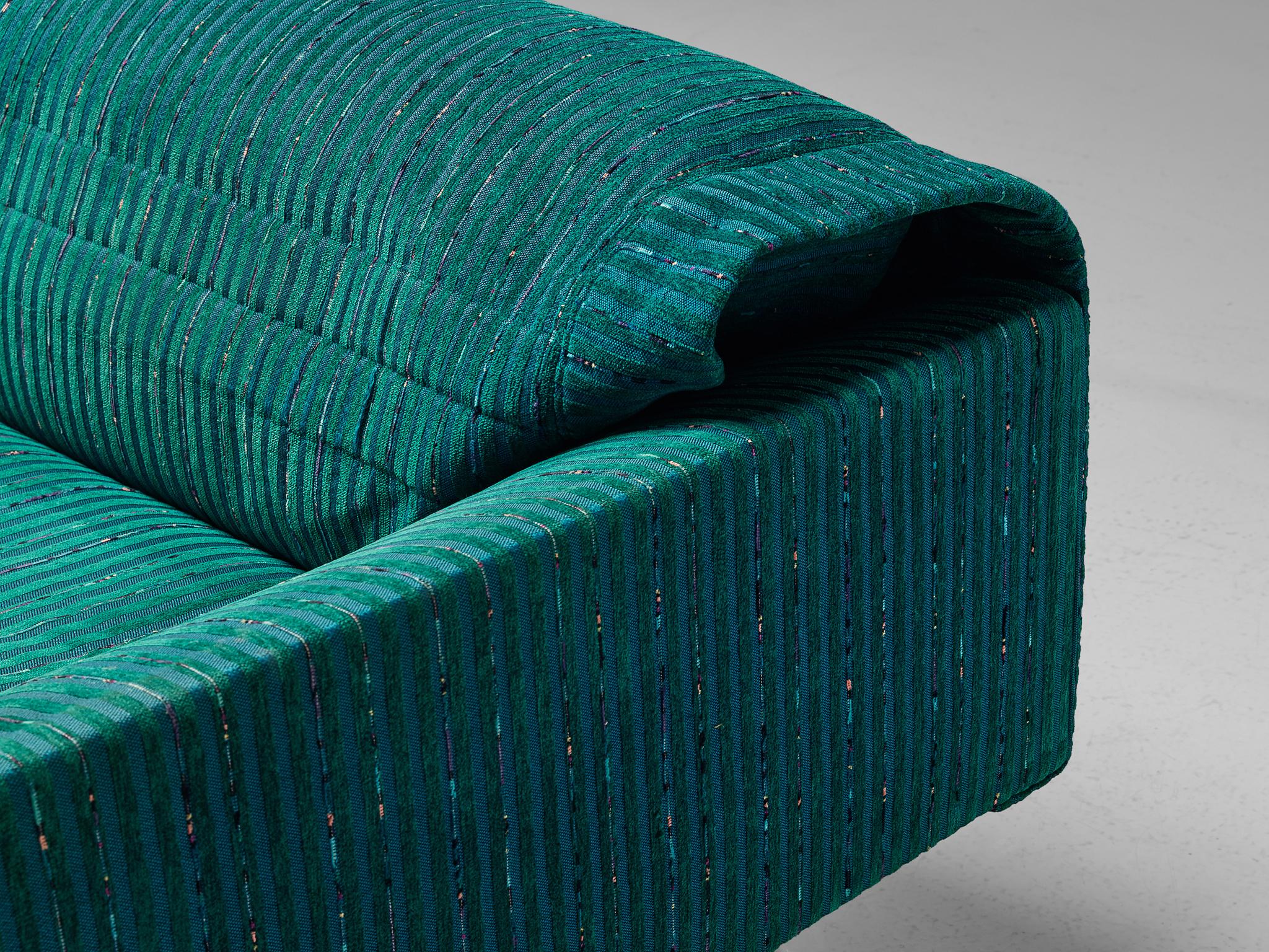 Saporiti Large Sofa in Structured Turquoise Upholstery seating Morentz