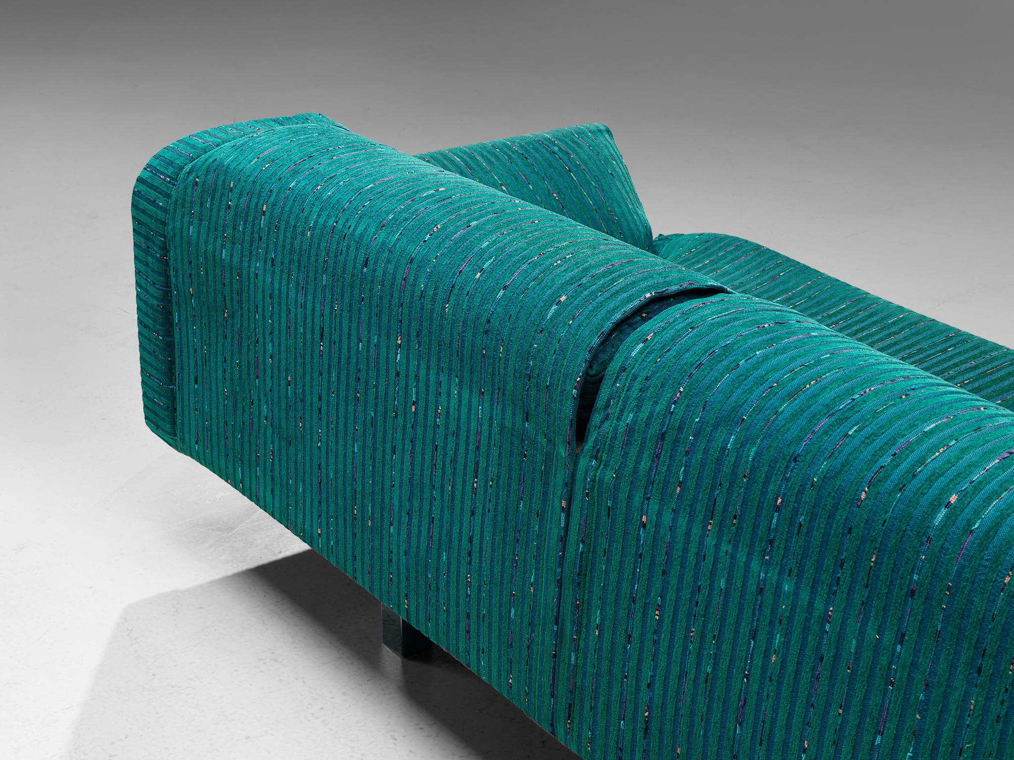 Saporiti Large Sofa in Structured Turquoise Upholstery seating Morentz