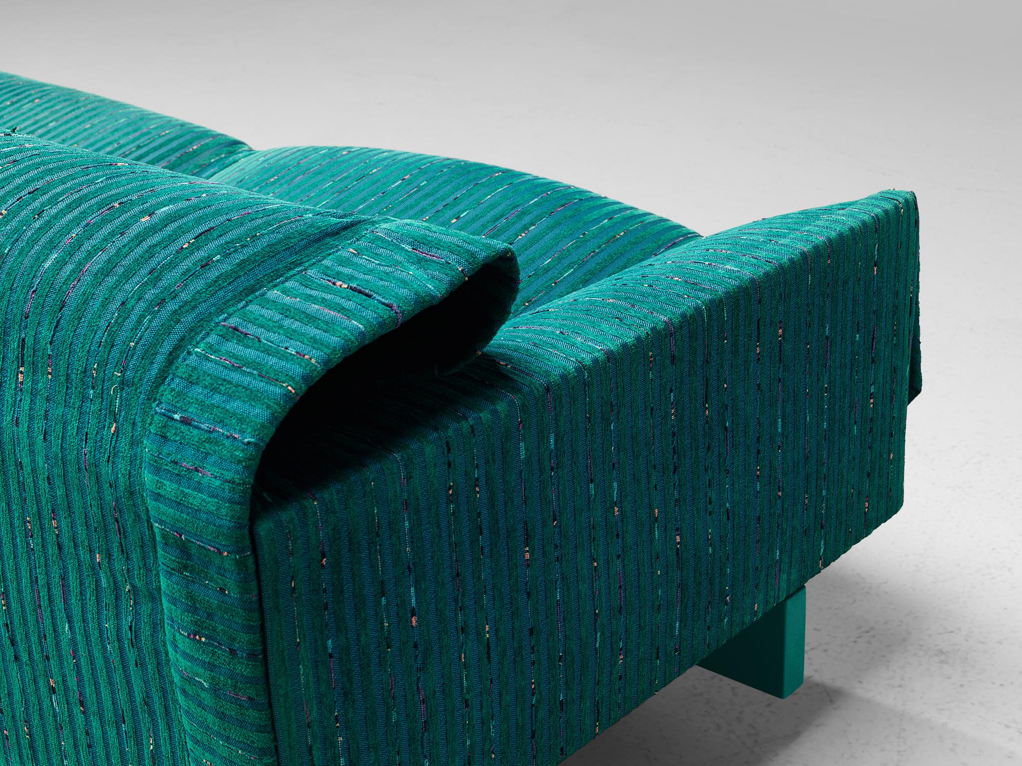 Saporiti Large Sofa in Structured Turquoise Upholstery seating Morentz