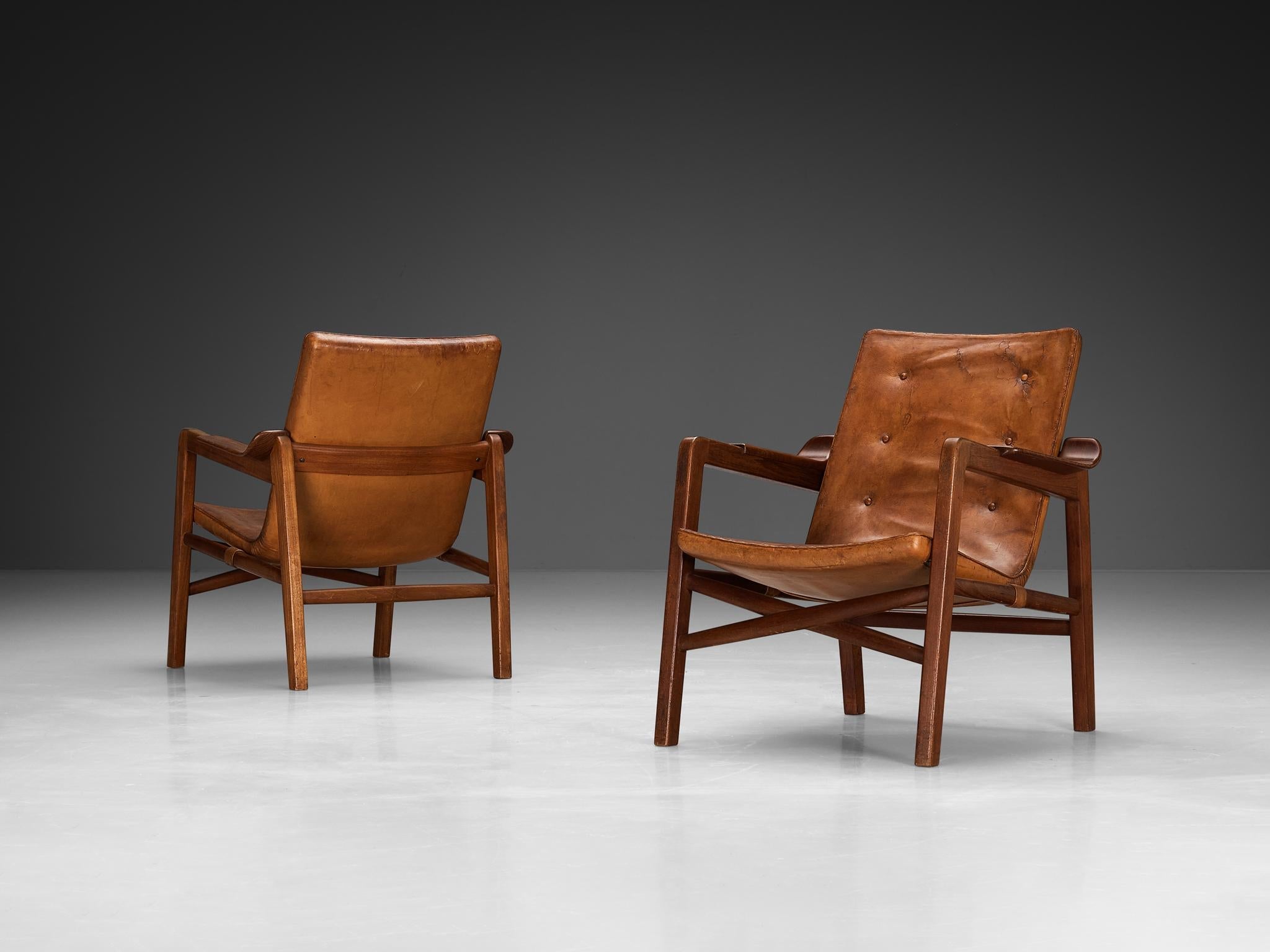 Tove & Edvard Kindt-Larsen Pair of 'Fireside' Armchairs in Original Leather seating Morentz