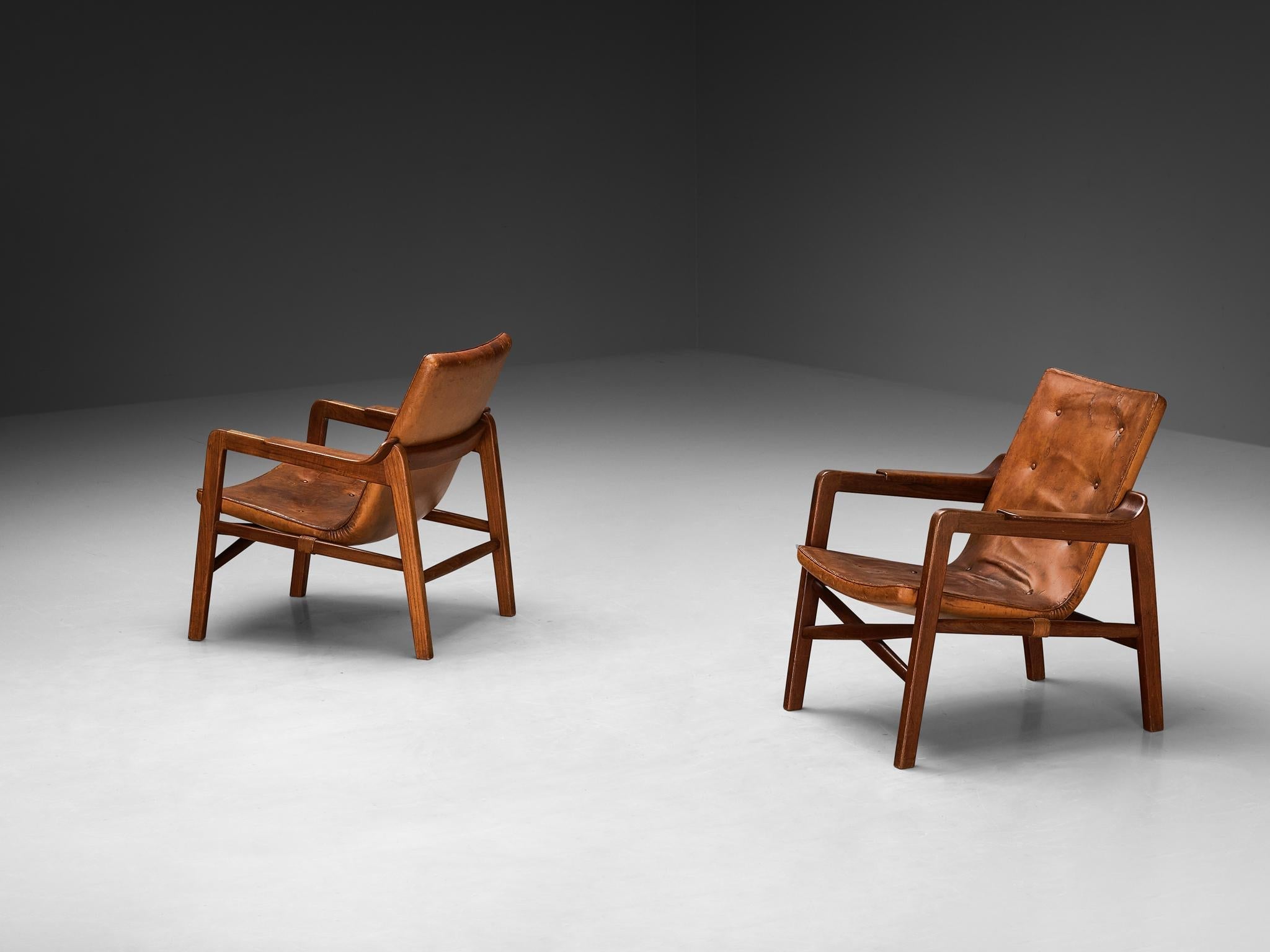 Tove & Edvard Kindt-Larsen Pair of 'Fireside' Armchairs in Original Leather seating Morentz