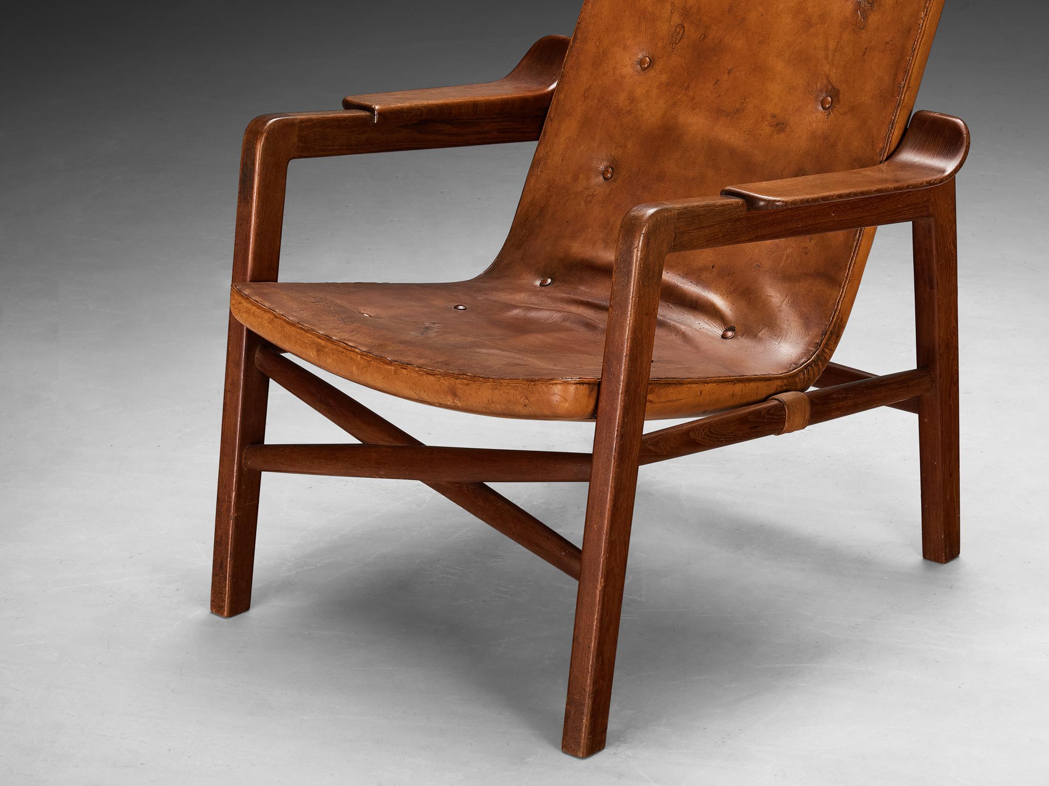 Tove & Edvard Kindt-Larsen Pair of 'Fireside' Armchairs in Original Leather seating Morentz