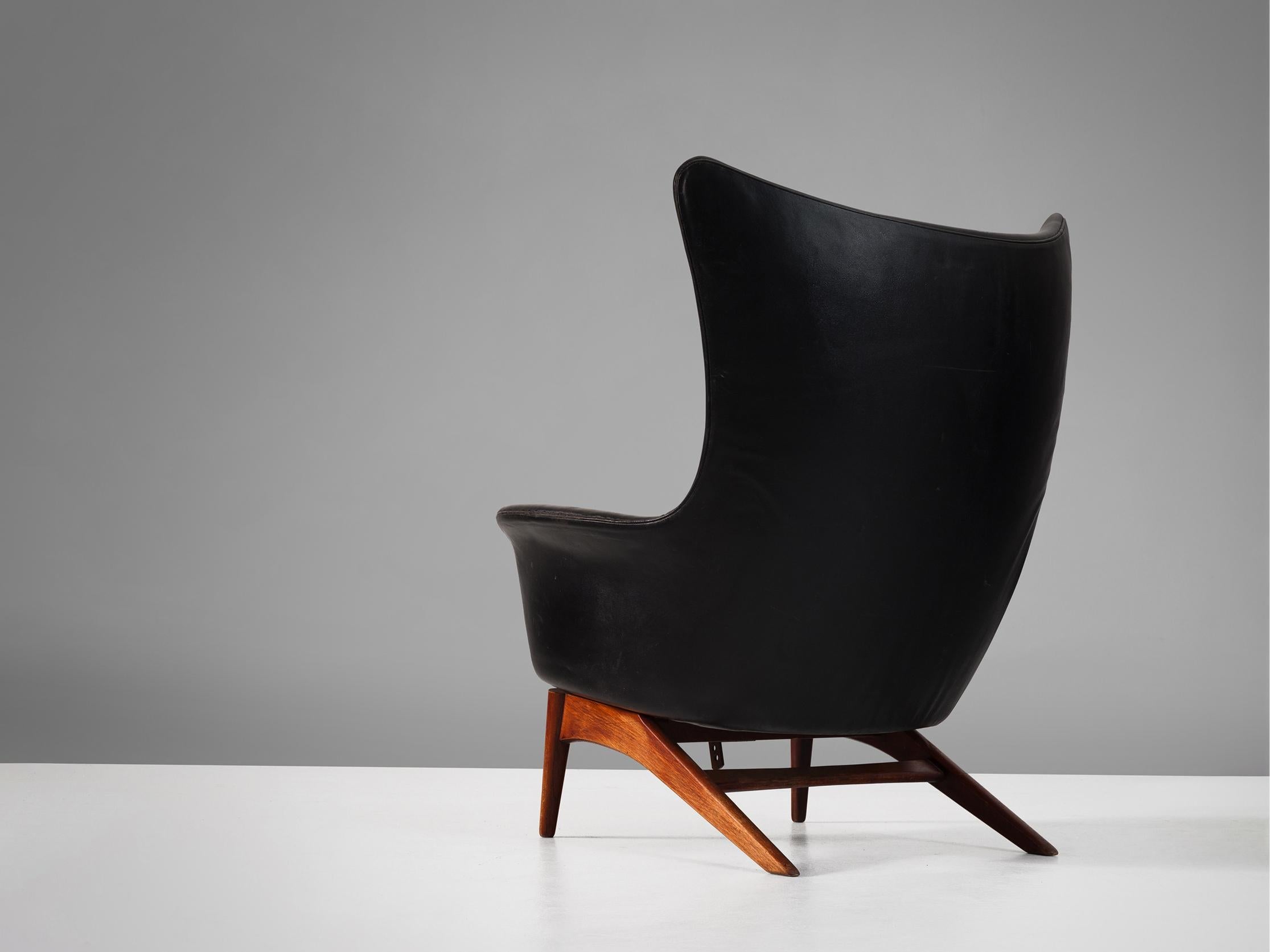 H.W. Klein Lounge Chair in Black Leather Upholstery