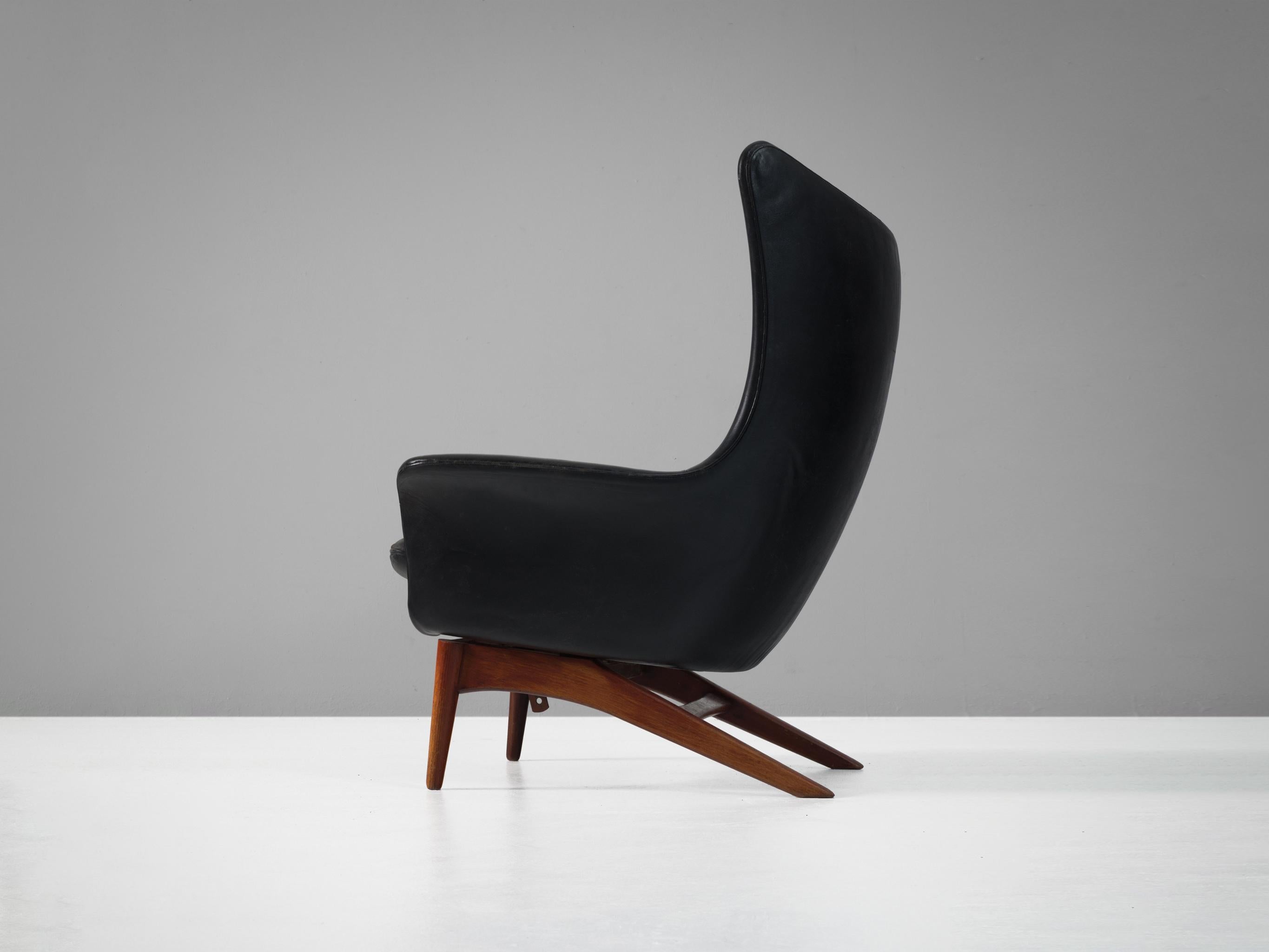 H.W. Klein Lounge Chair in Black Leather Upholstery
