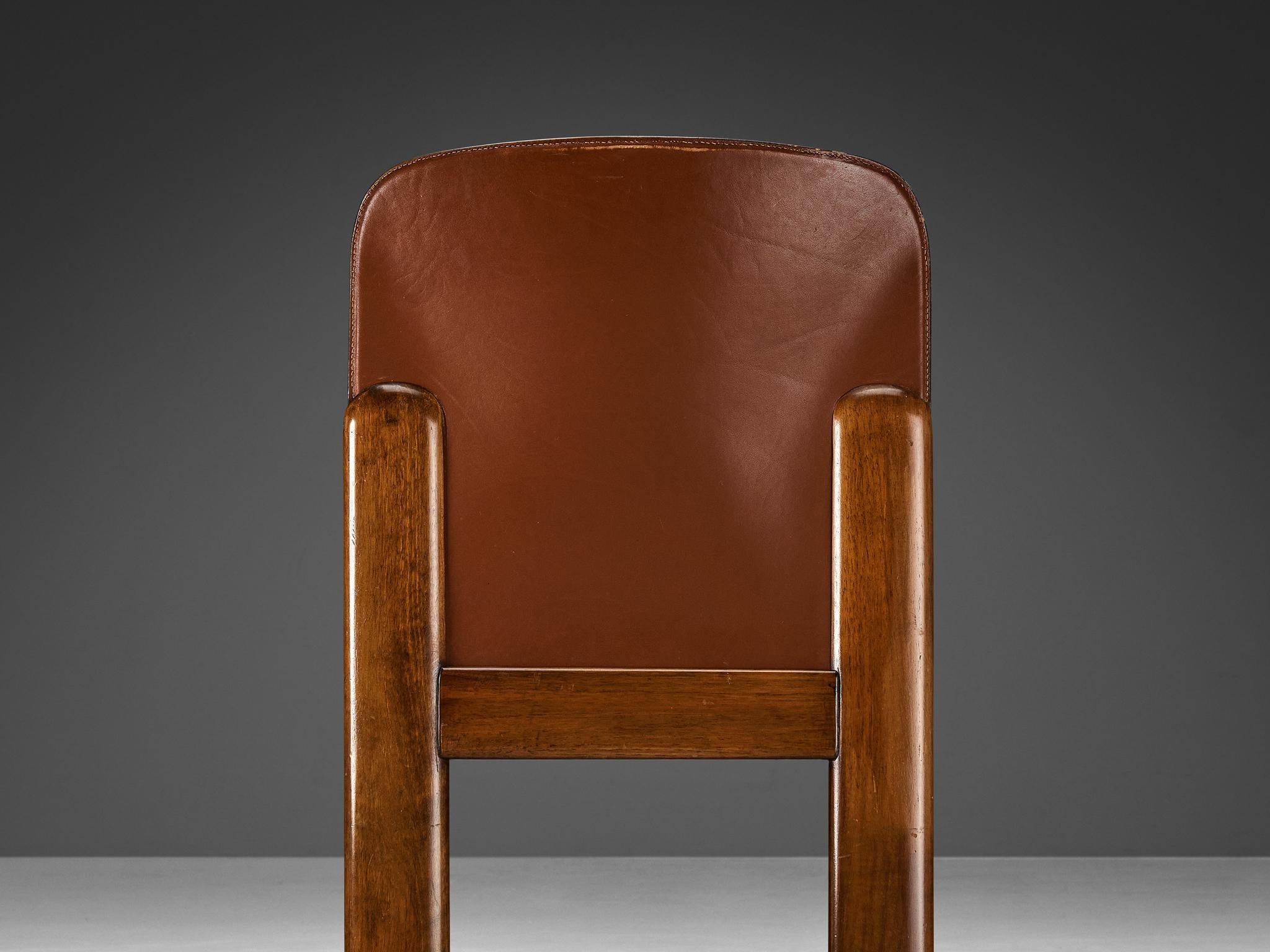 Silvio Coppola for Bernini Set of Four Dining Chairs in Brown Leather seating Morentz