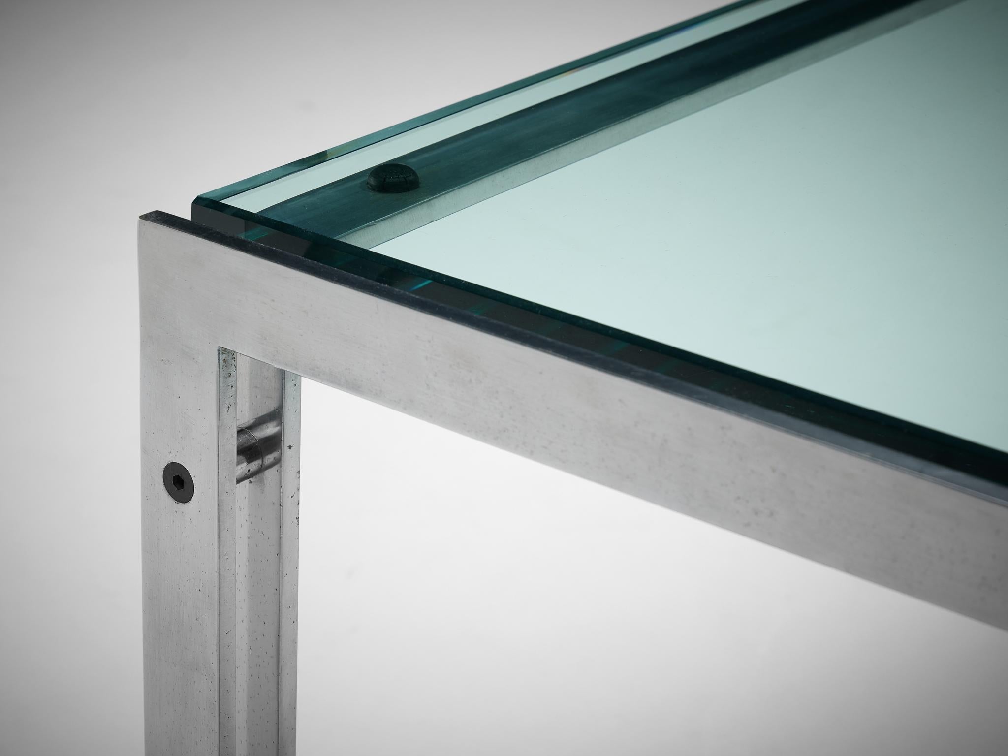 Square Coffee Table in Steel and Glass