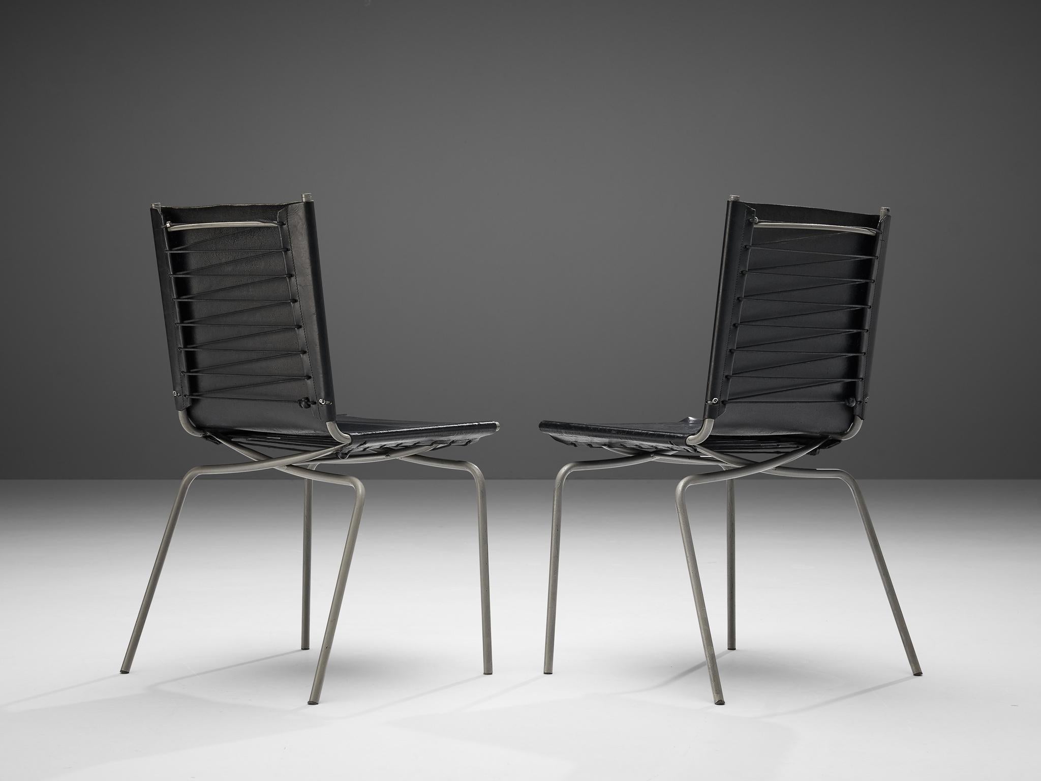 Fabiaan Van Severen Dining Chairs in Black Leather seating Morentz