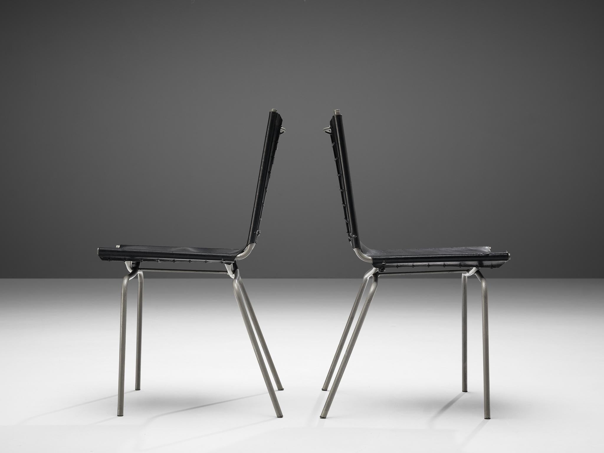 Fabiaan Van Severen Dining Chairs in Black Leather seating Morentz