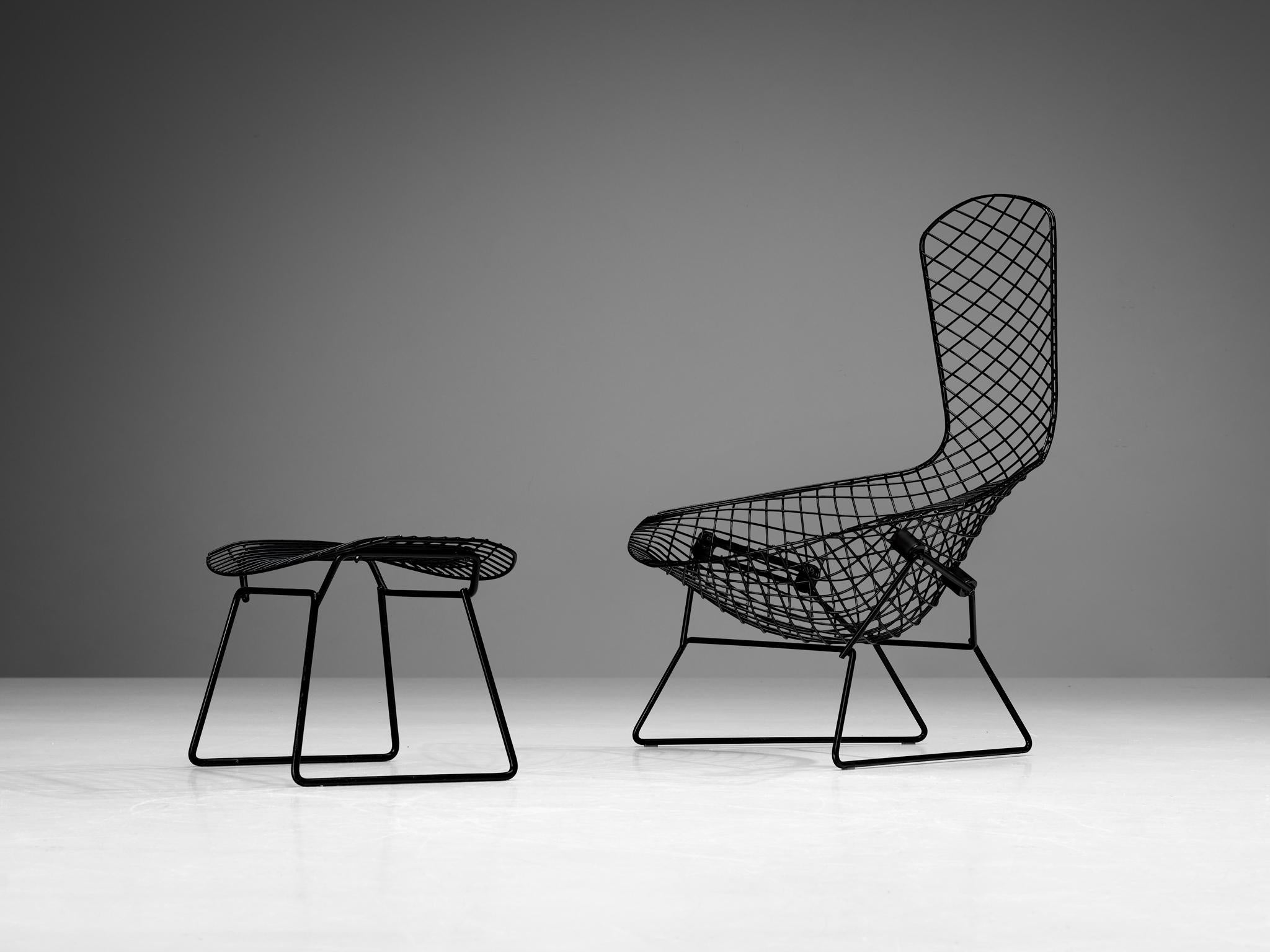 Harry Bertoia for Knoll 'Bird' Lounge Chair with Ottoman in Welded Steel