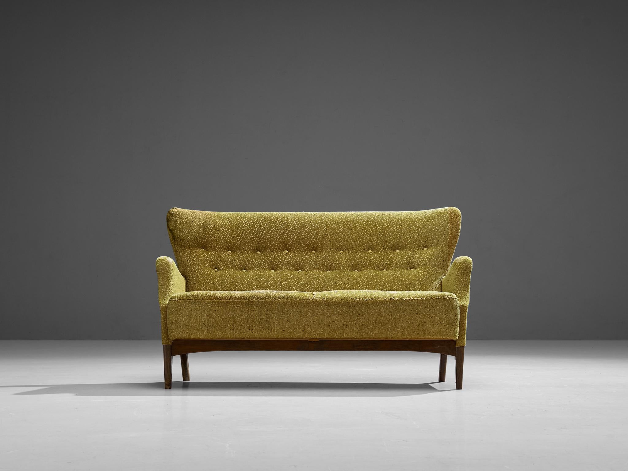 Danish Two-Seater Sofa in Yellowish Brown Upholstery