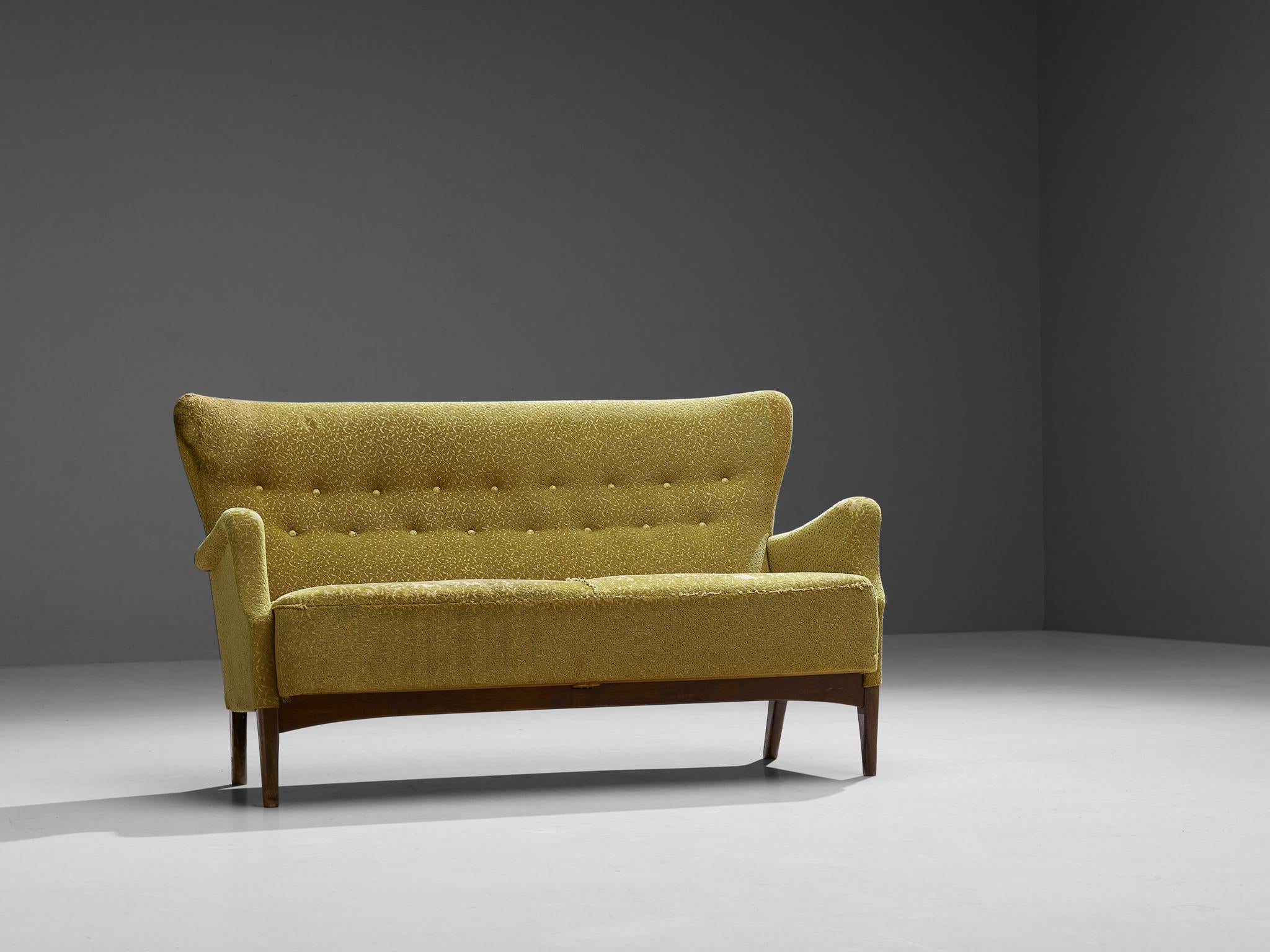 Danish Two-Seater Sofa in Yellowish Brown Upholstery