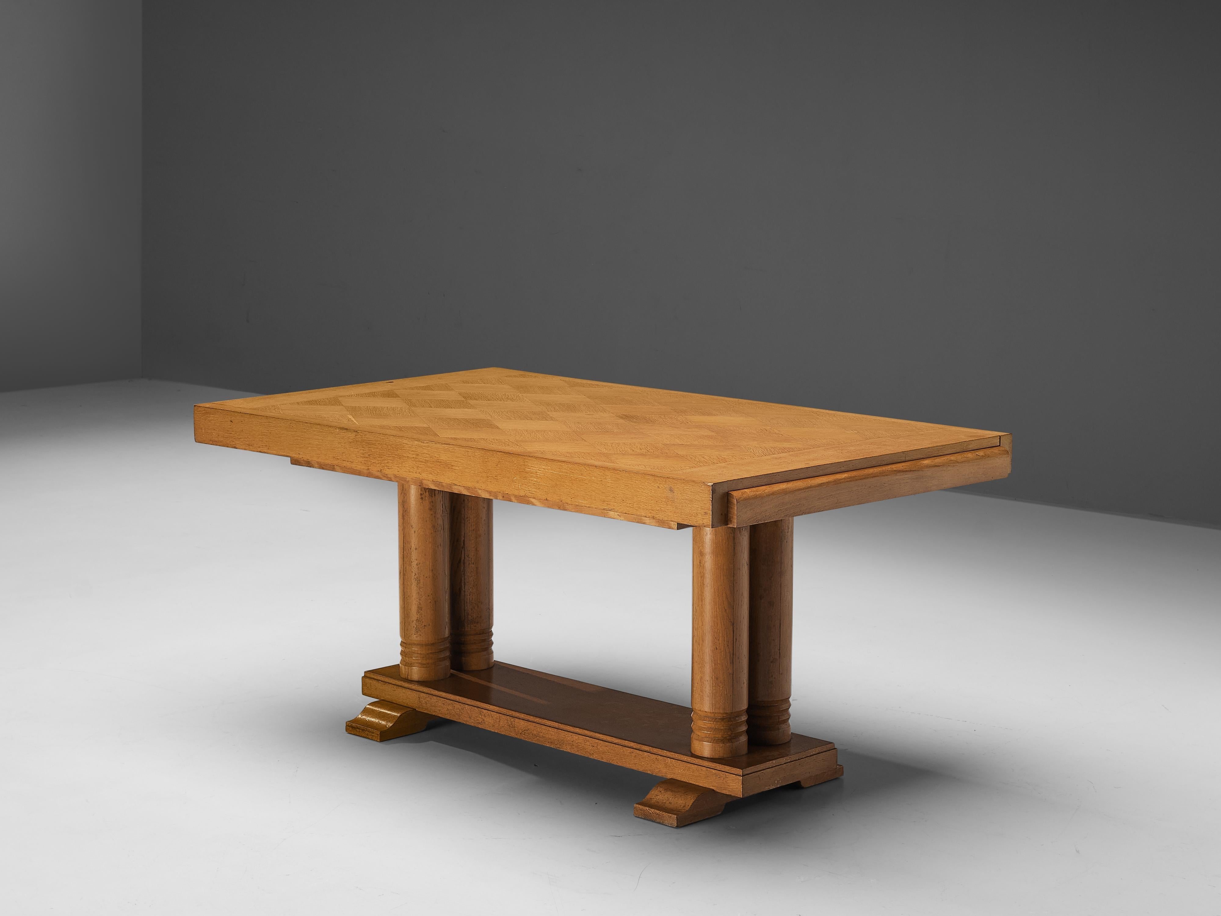 Dining Table with Inlayed Tabletop in Solid Oak