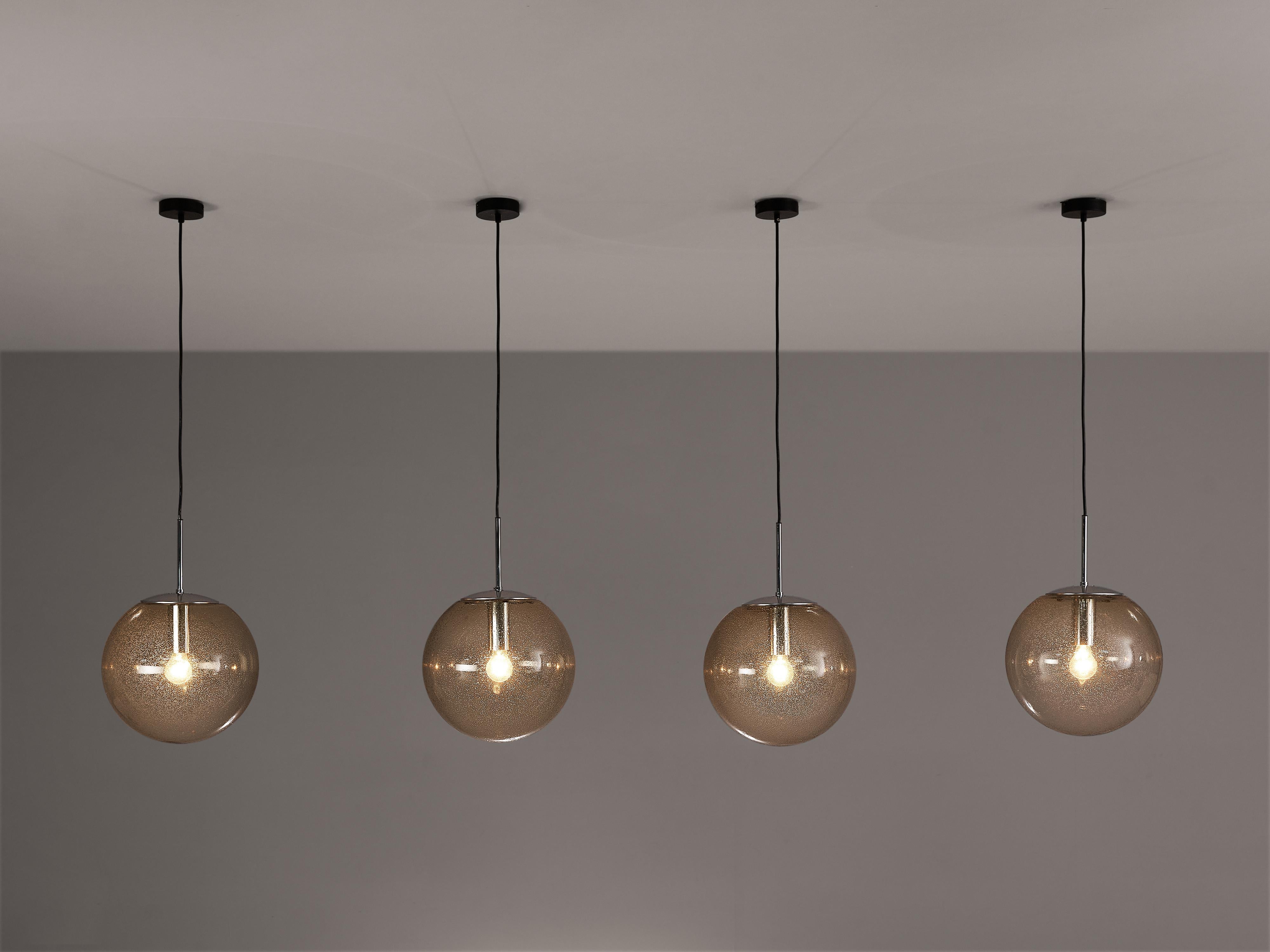 Large Pendants in Smoked Glass and Chrome lighting Morentz