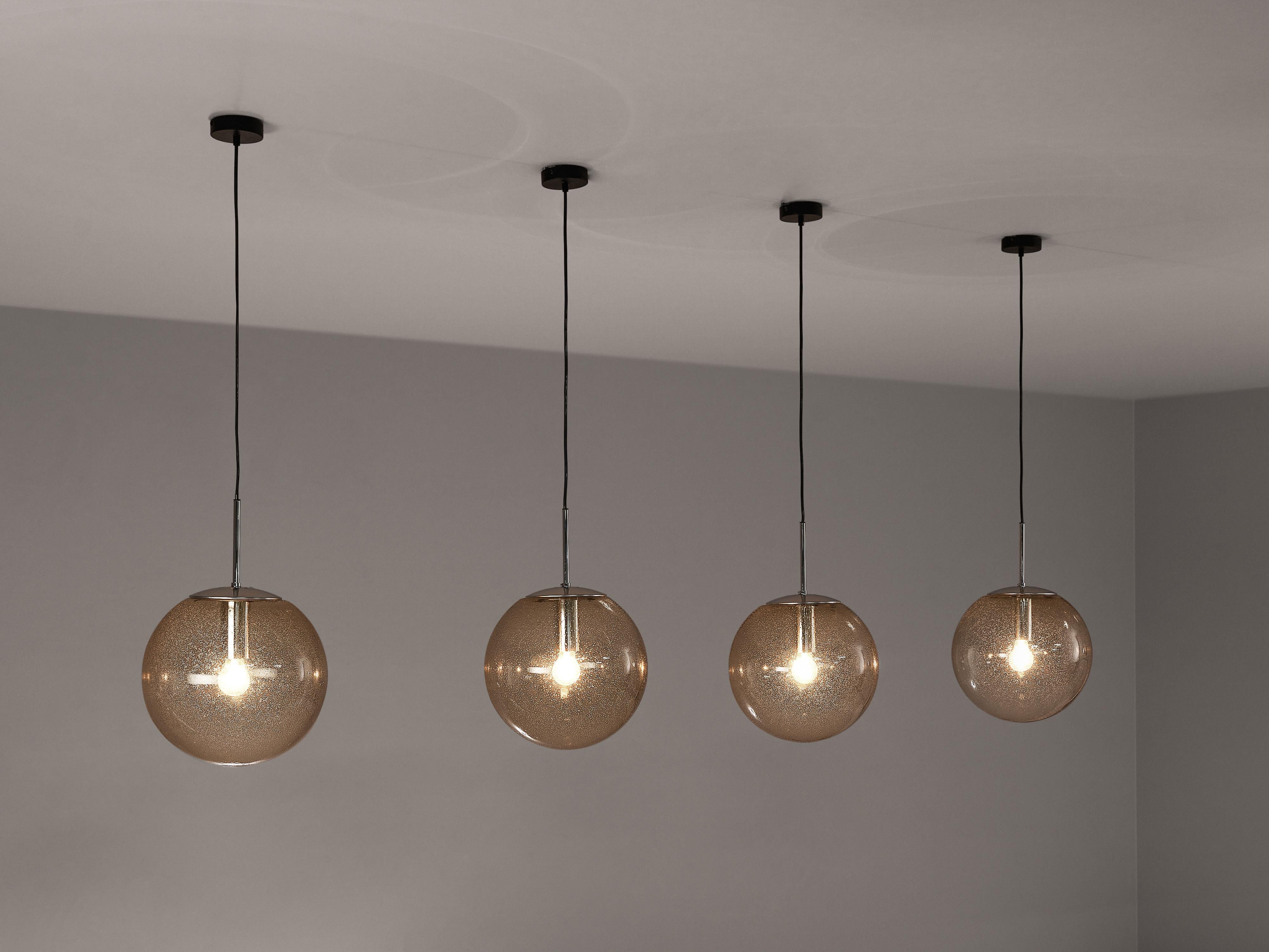 Large Pendants in Smoked Glass and Chrome lighting Morentz