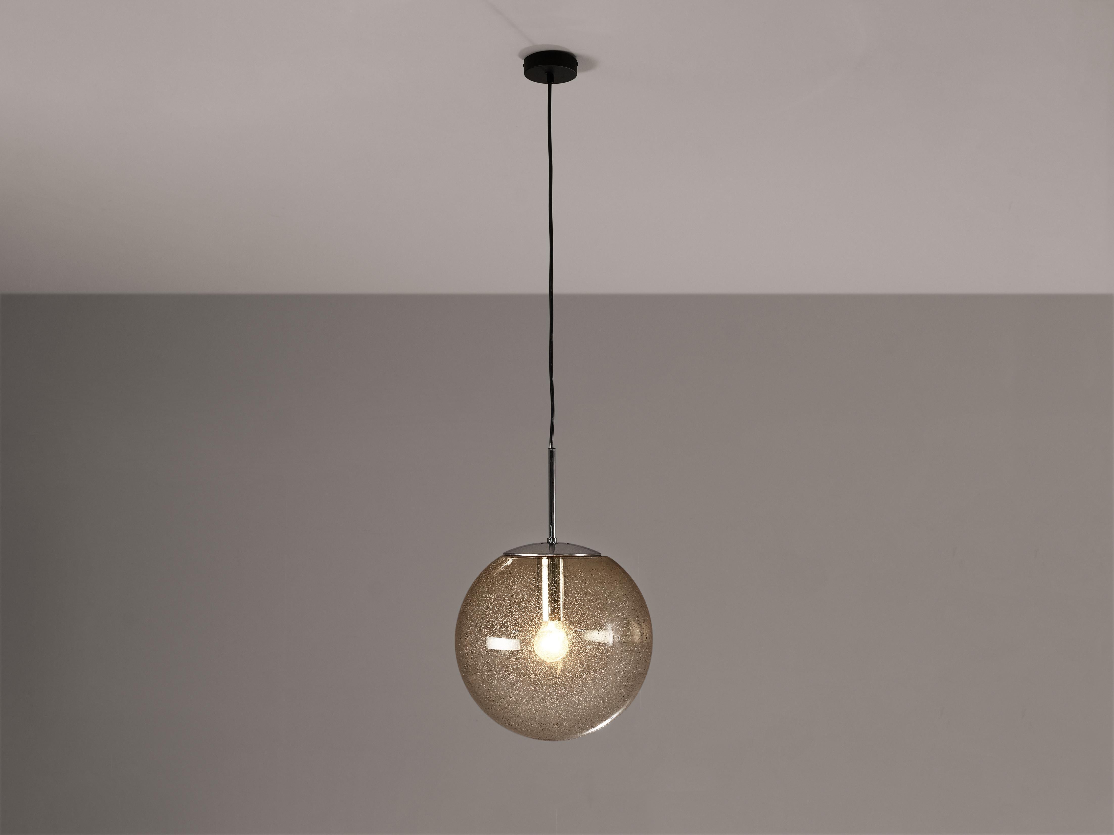 Large Pendants in Smoked Glass and Chrome lighting Morentz