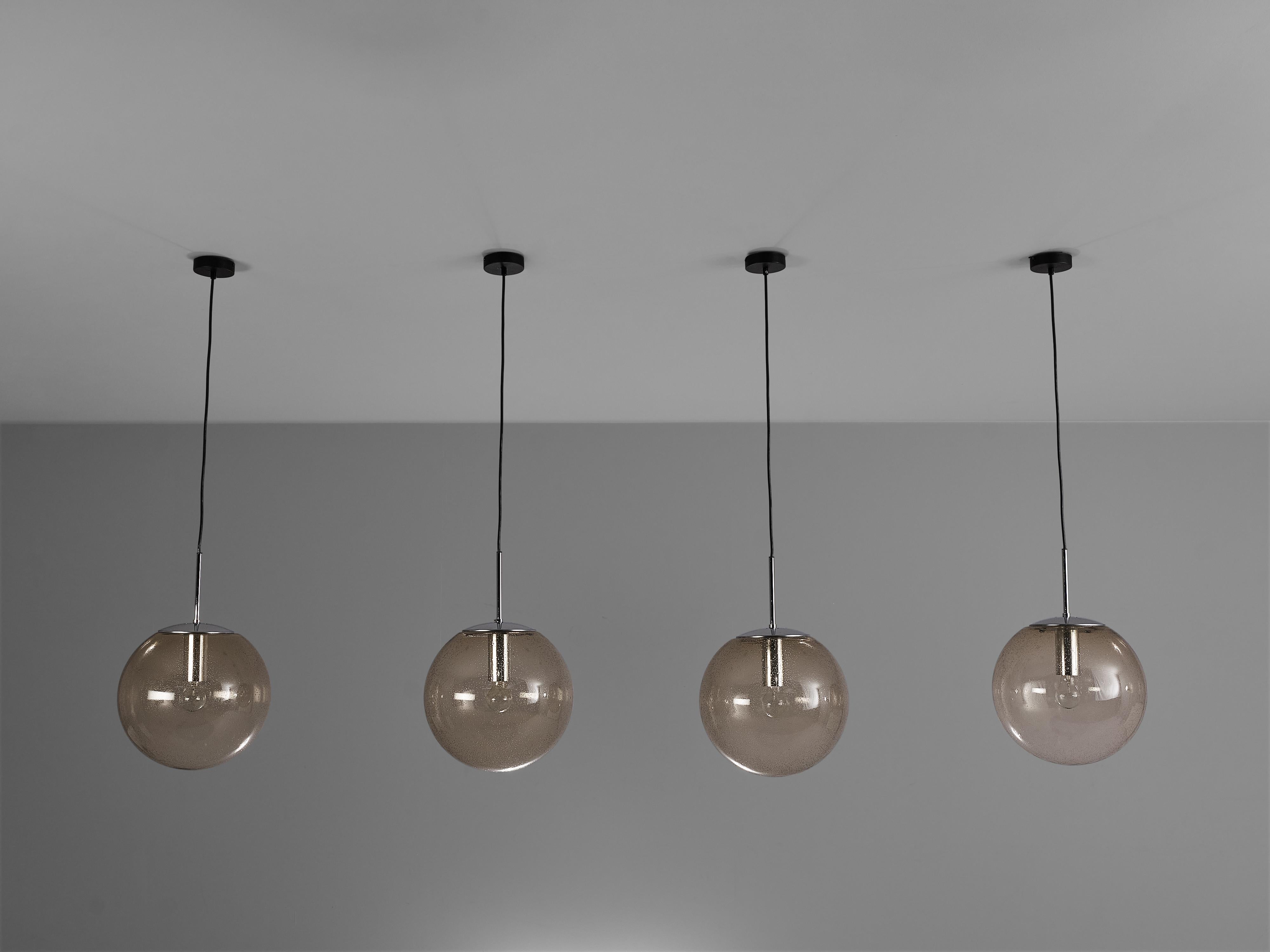 Large Pendants in Smoked Glass and Chrome lighting Morentz