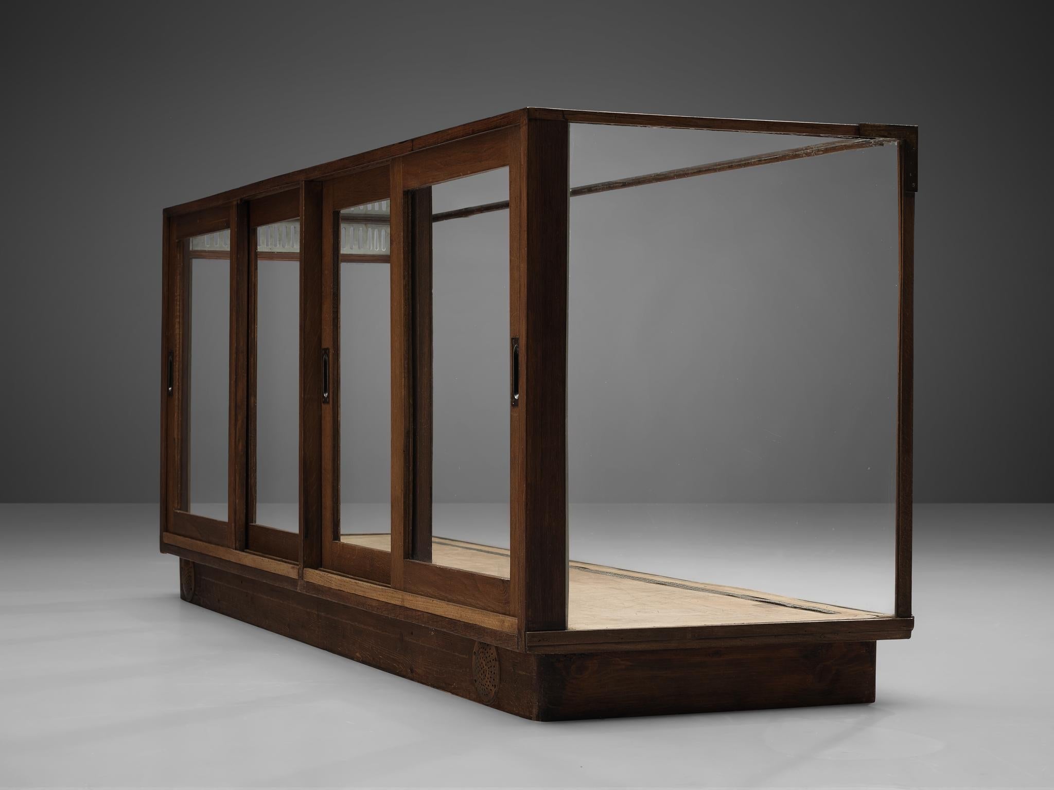 Large Art Deco Showcase in Stained Oak and Glass case pieces and storage cabinets Morentz