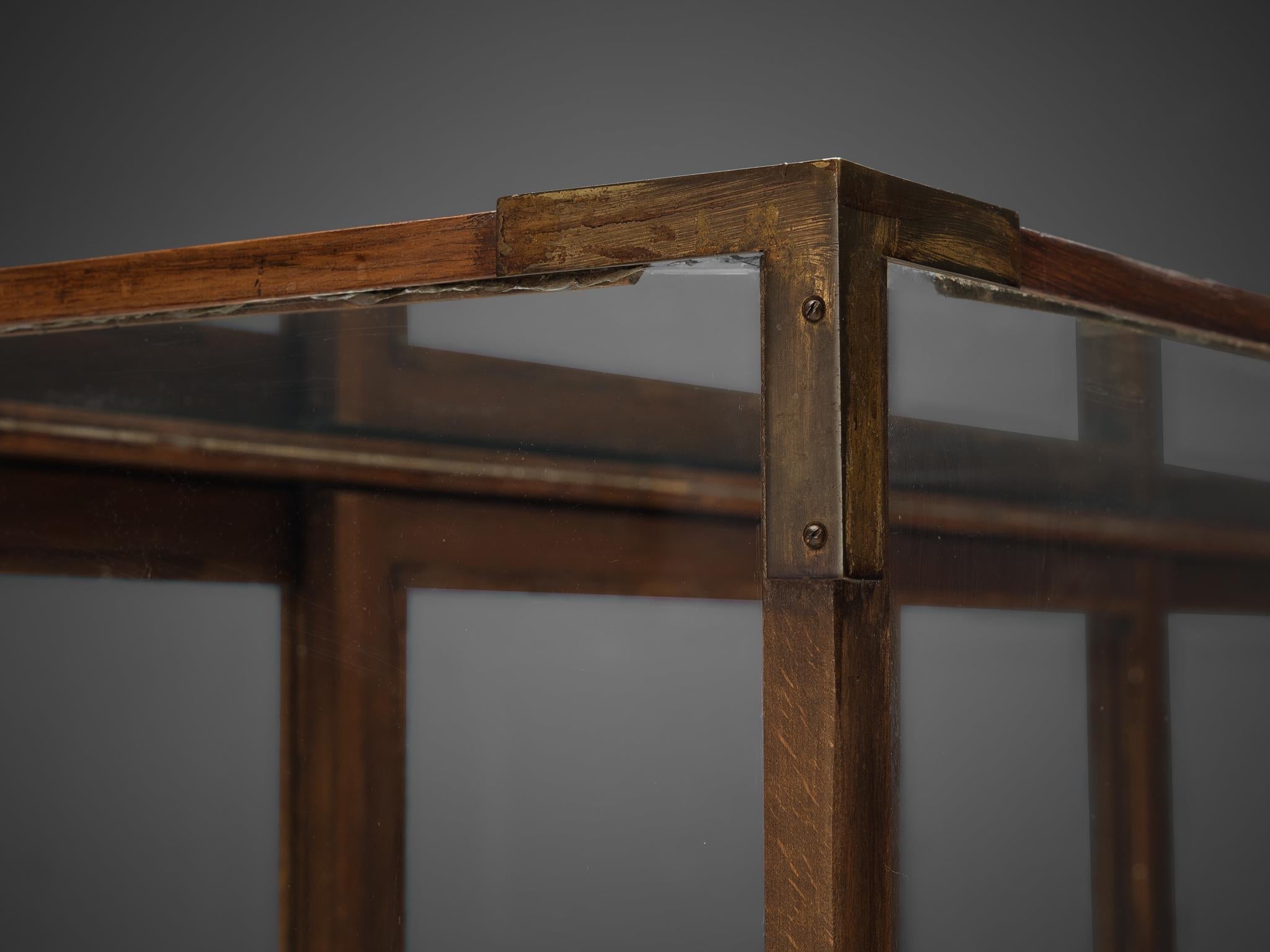 Large Art Deco Showcase in Stained Oak and Glass case pieces and storage cabinets Morentz