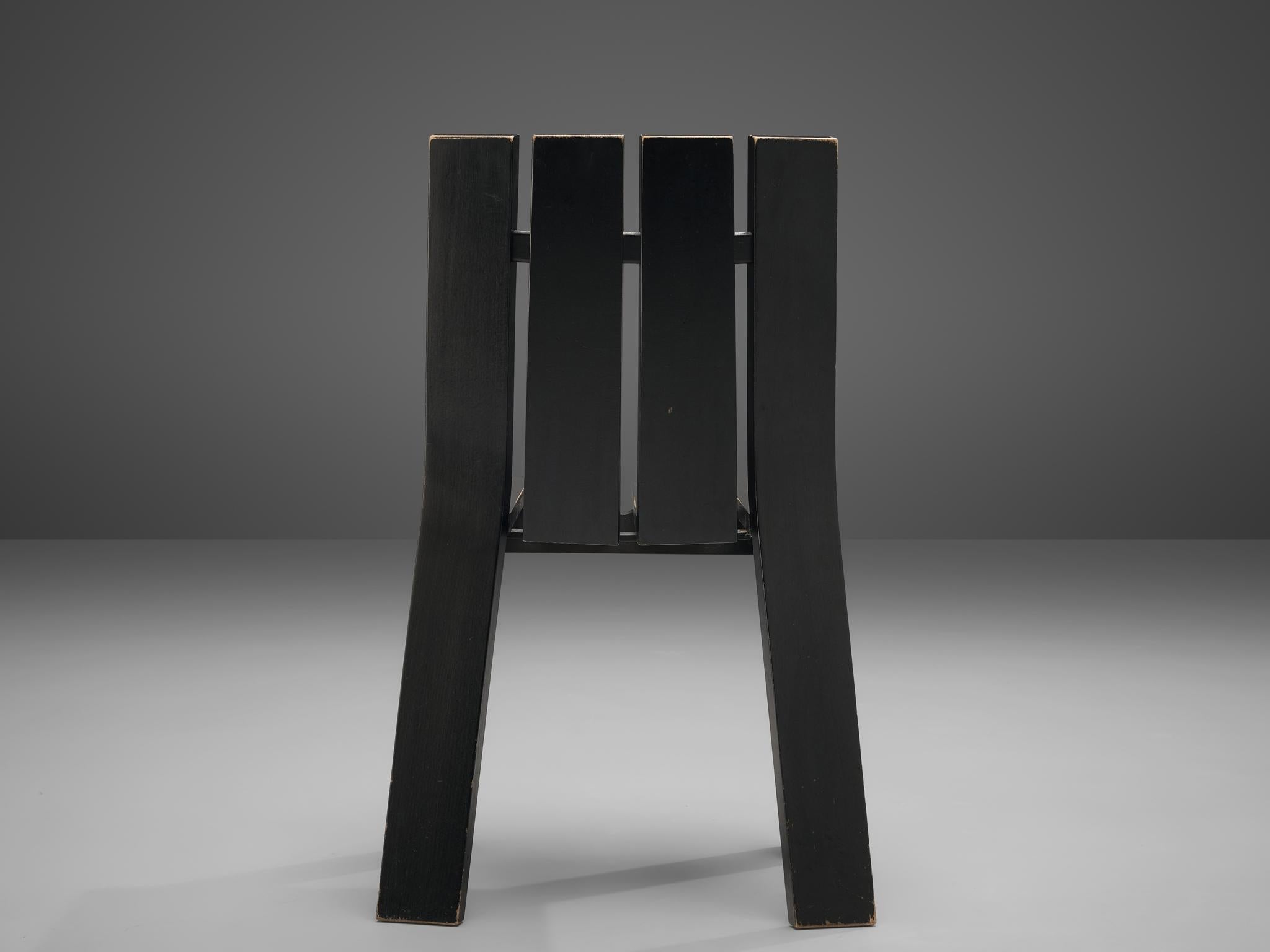 Dutch Set of Four Dining Chairs in Black Lacquered Wood seating Morentz
