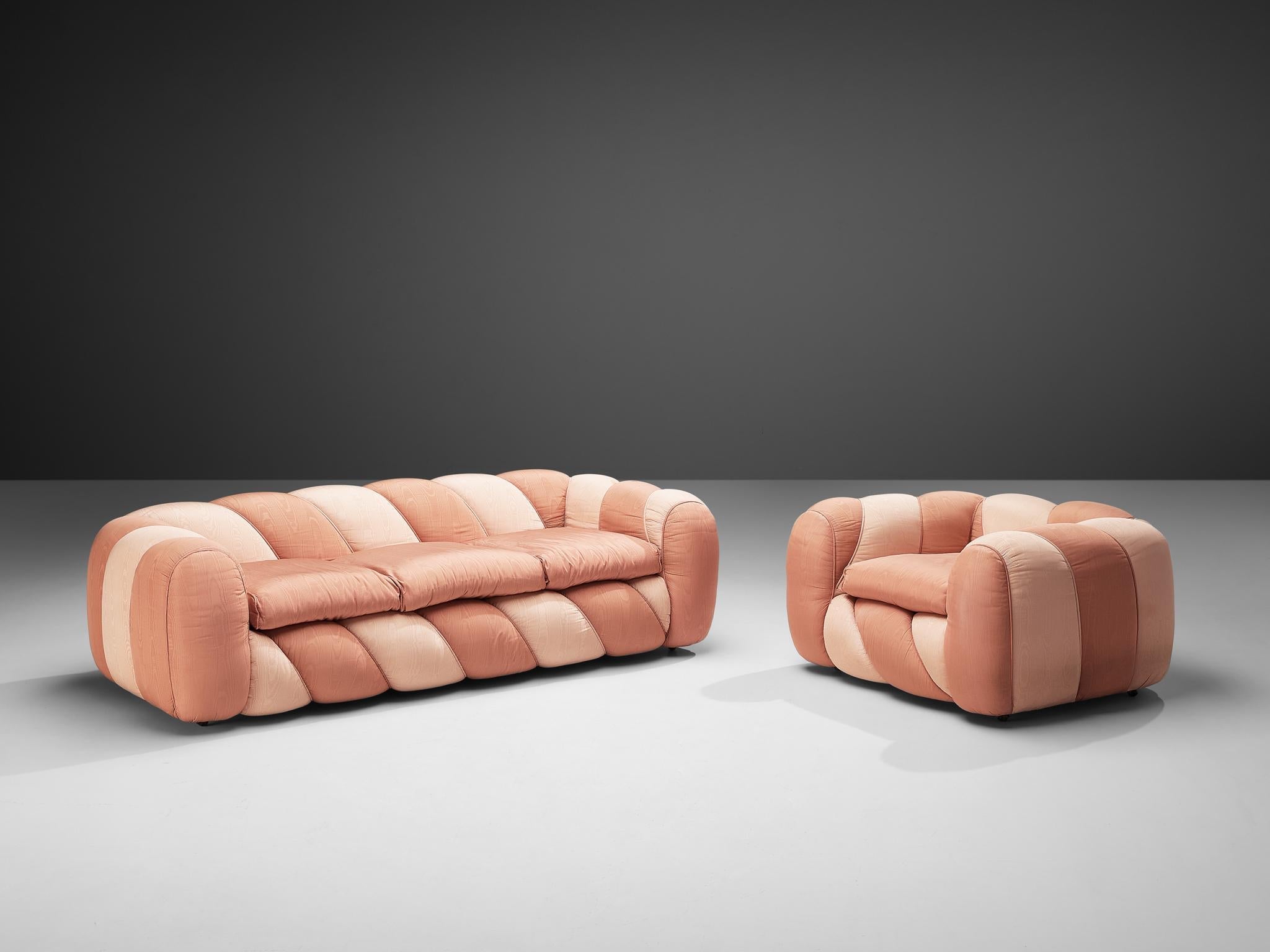 Vivai del Sud Lounge Chair in Pink Fabric Upholstery seating Morentz